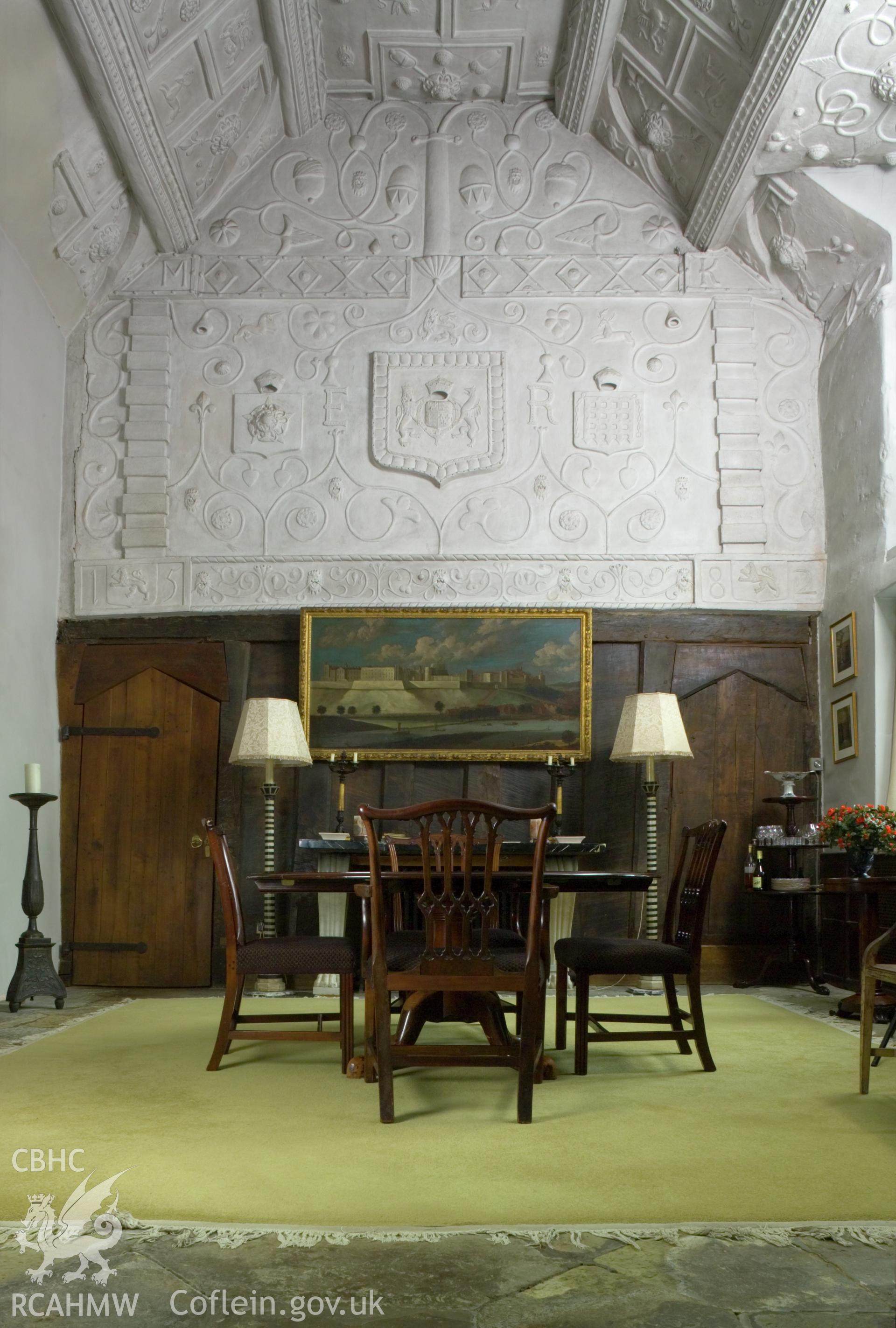 Interior of Hall, looking northwest.