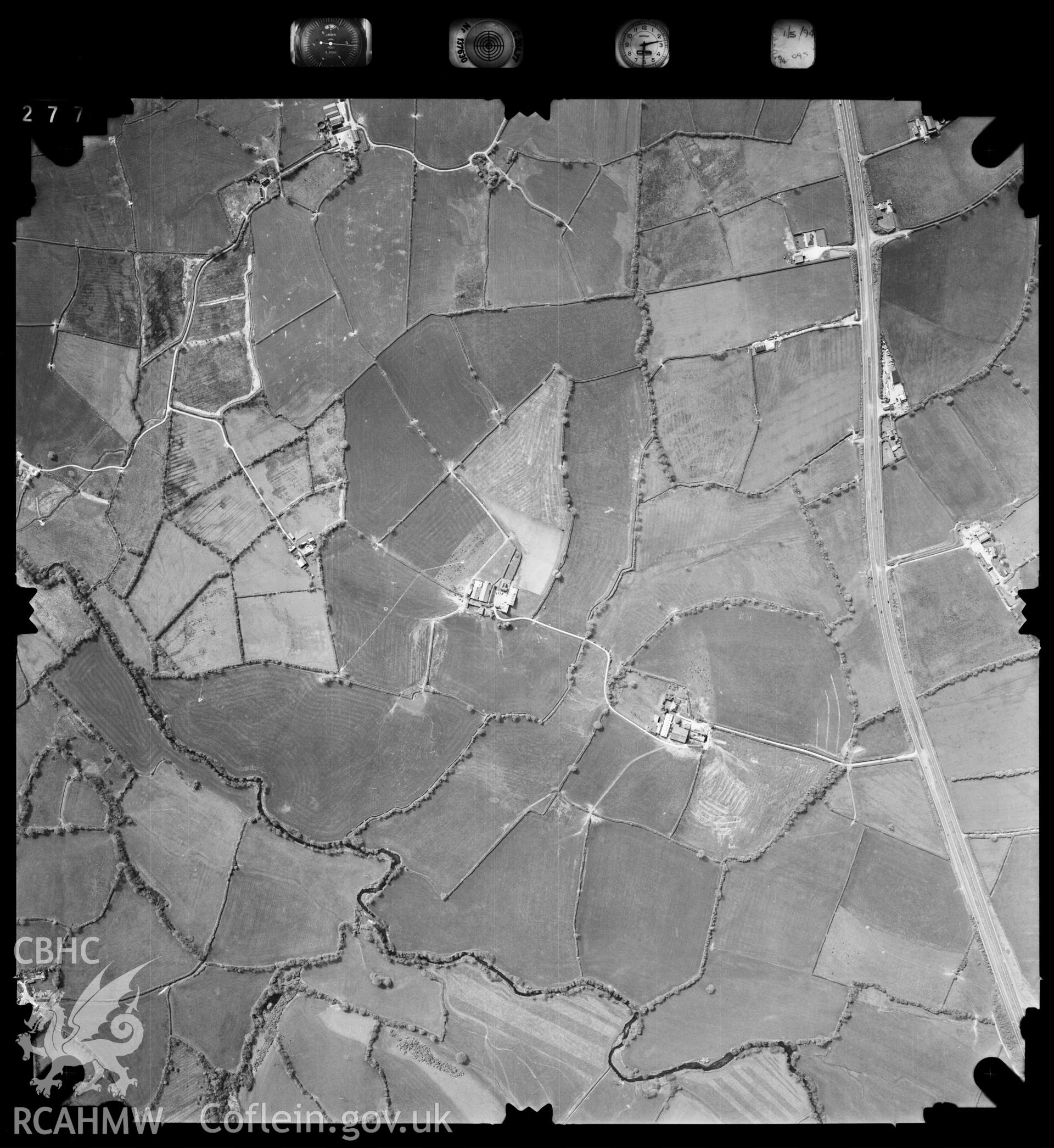 Digitized copy of an aerial photograph showing St Clears area in Carmarthenshire, taken by Ordnance Survey,  1994.