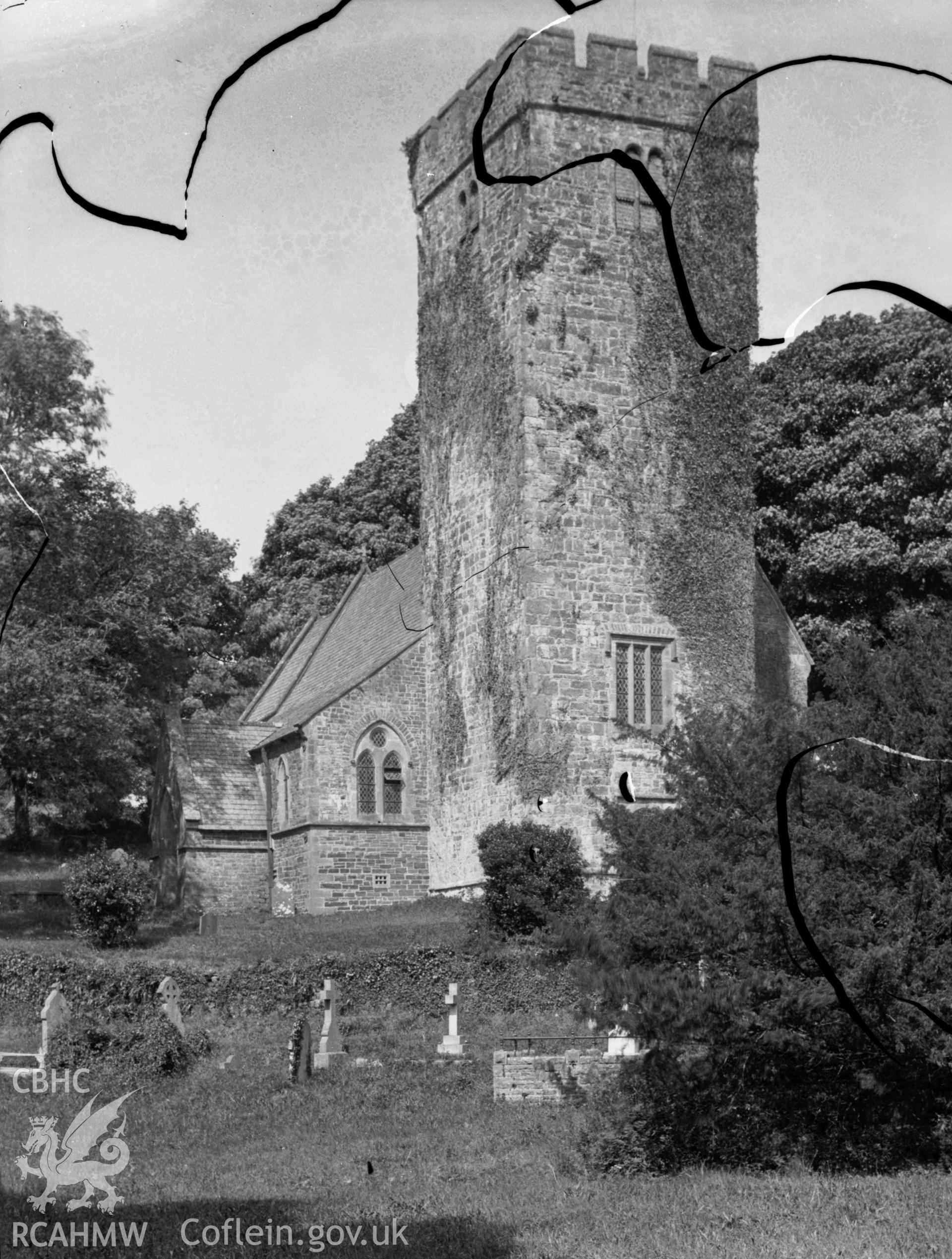Black and white photo showing St Issel's Church.