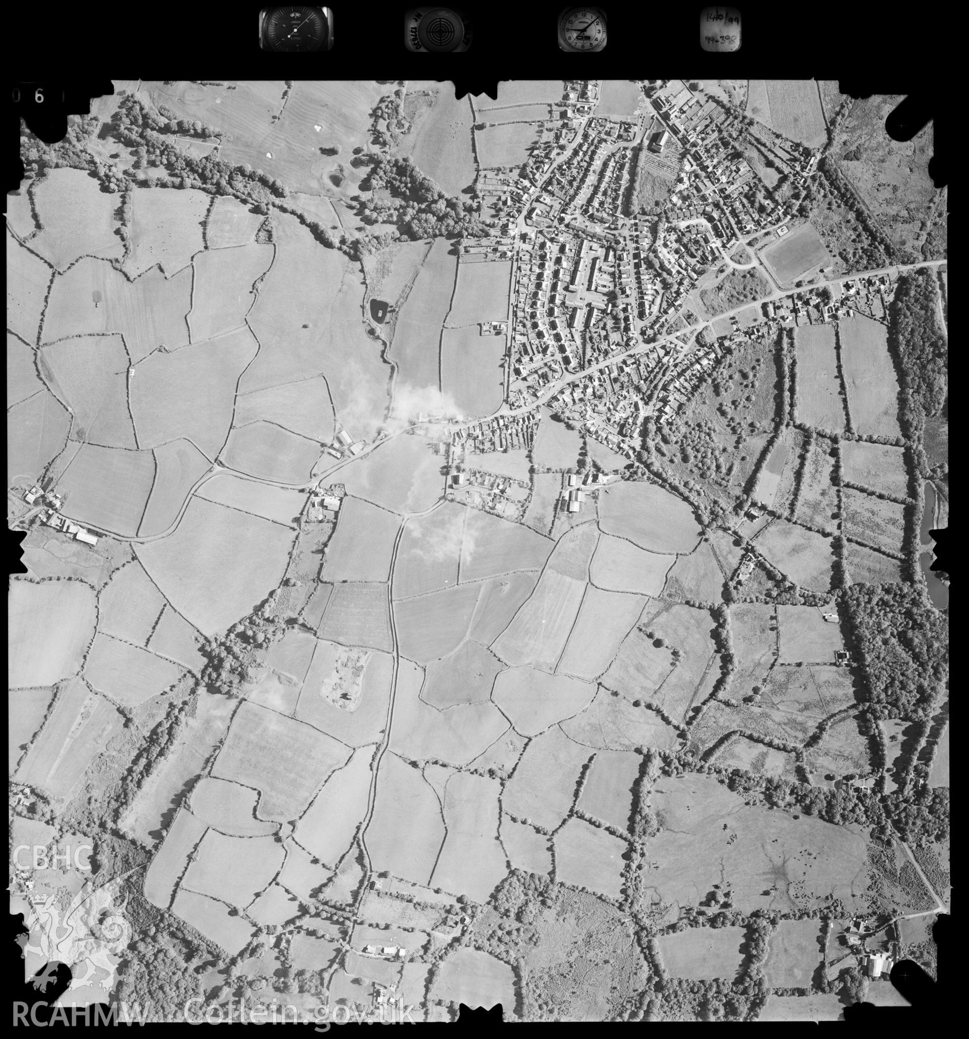 Digitized copy of an aerial photograph showing the Three Crosses area on the Gower, taken by Ordnance Survey, 1999.