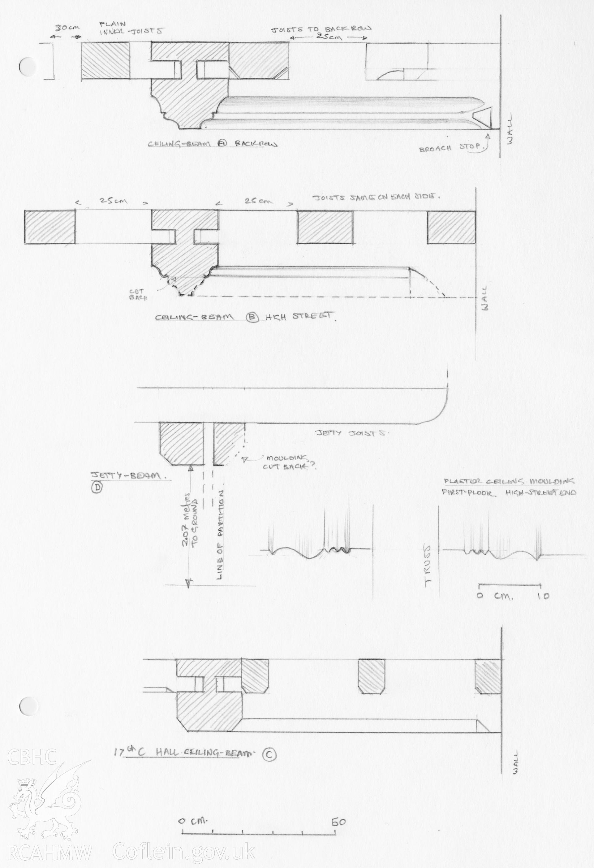 1 Park Street, Denbigh;  measured survey comprising plans, sections and detail drawings produced by Geoff Ward, 2003.