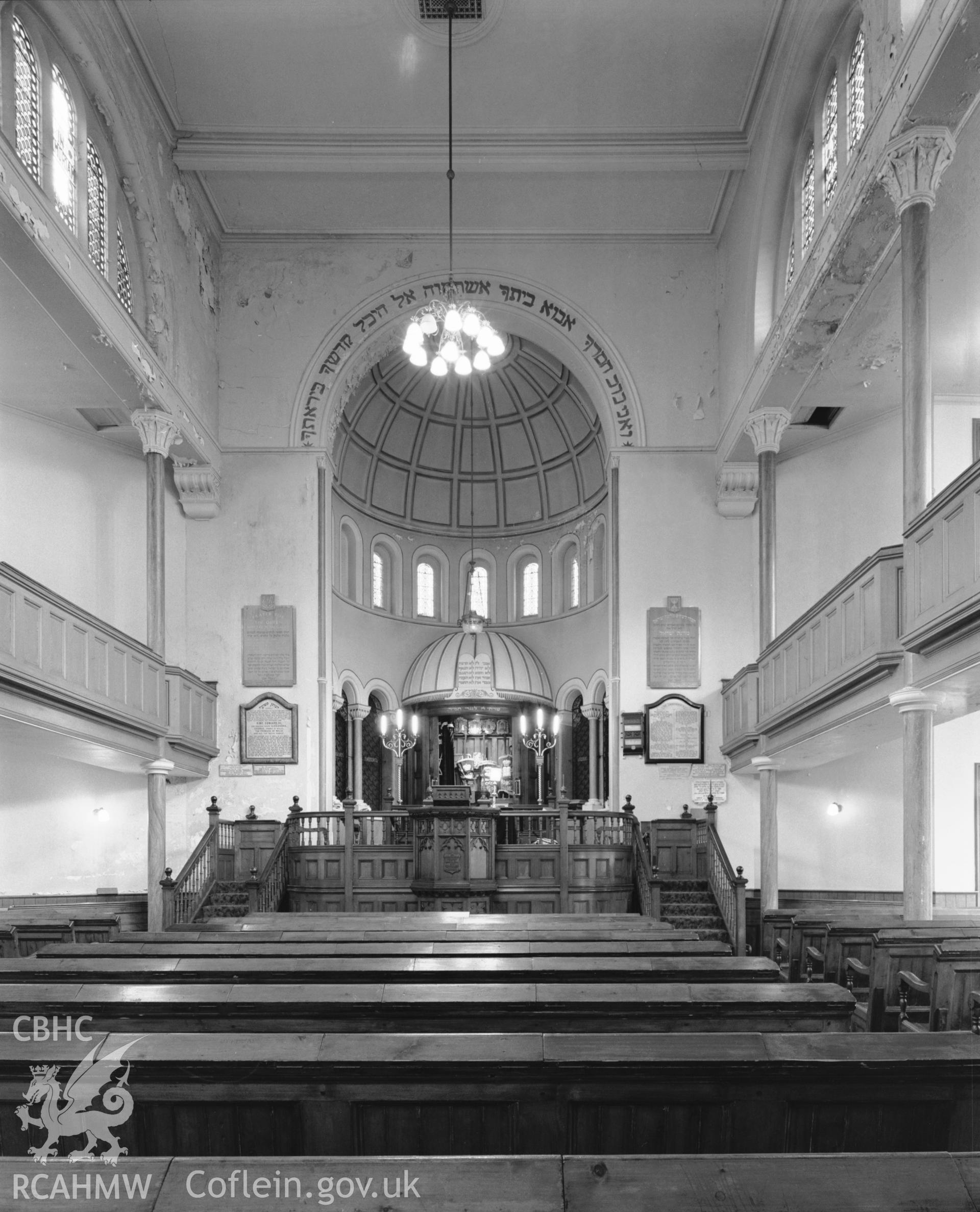 Interior view of Cardiff United Synagogue.