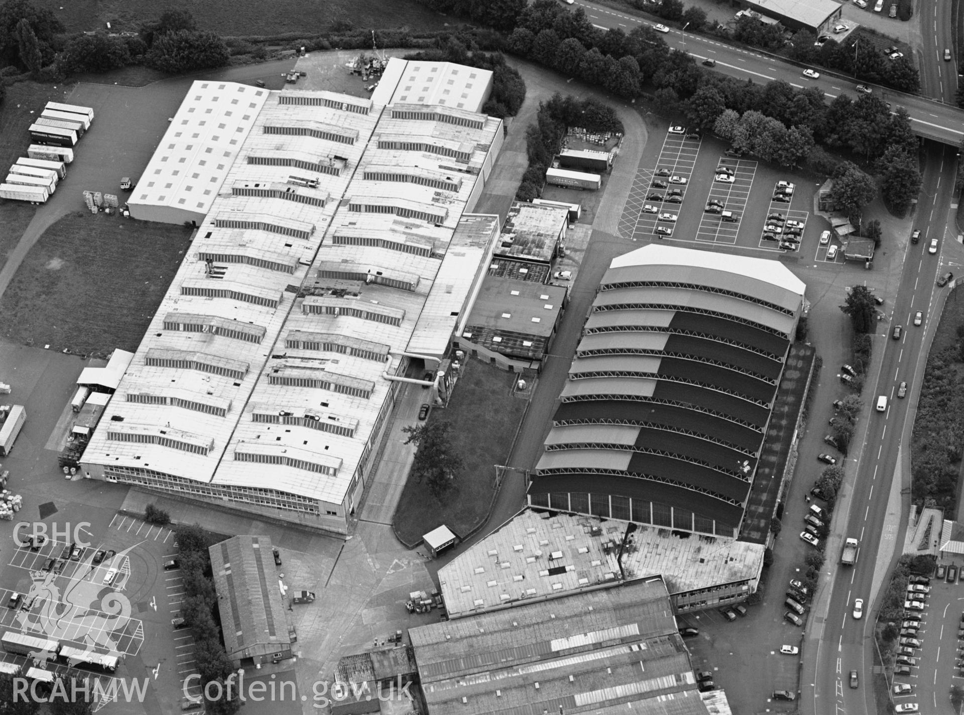 RCAHMW black and white oblique aerial photograph of Cooper's Works, Llanfoist, 2001.