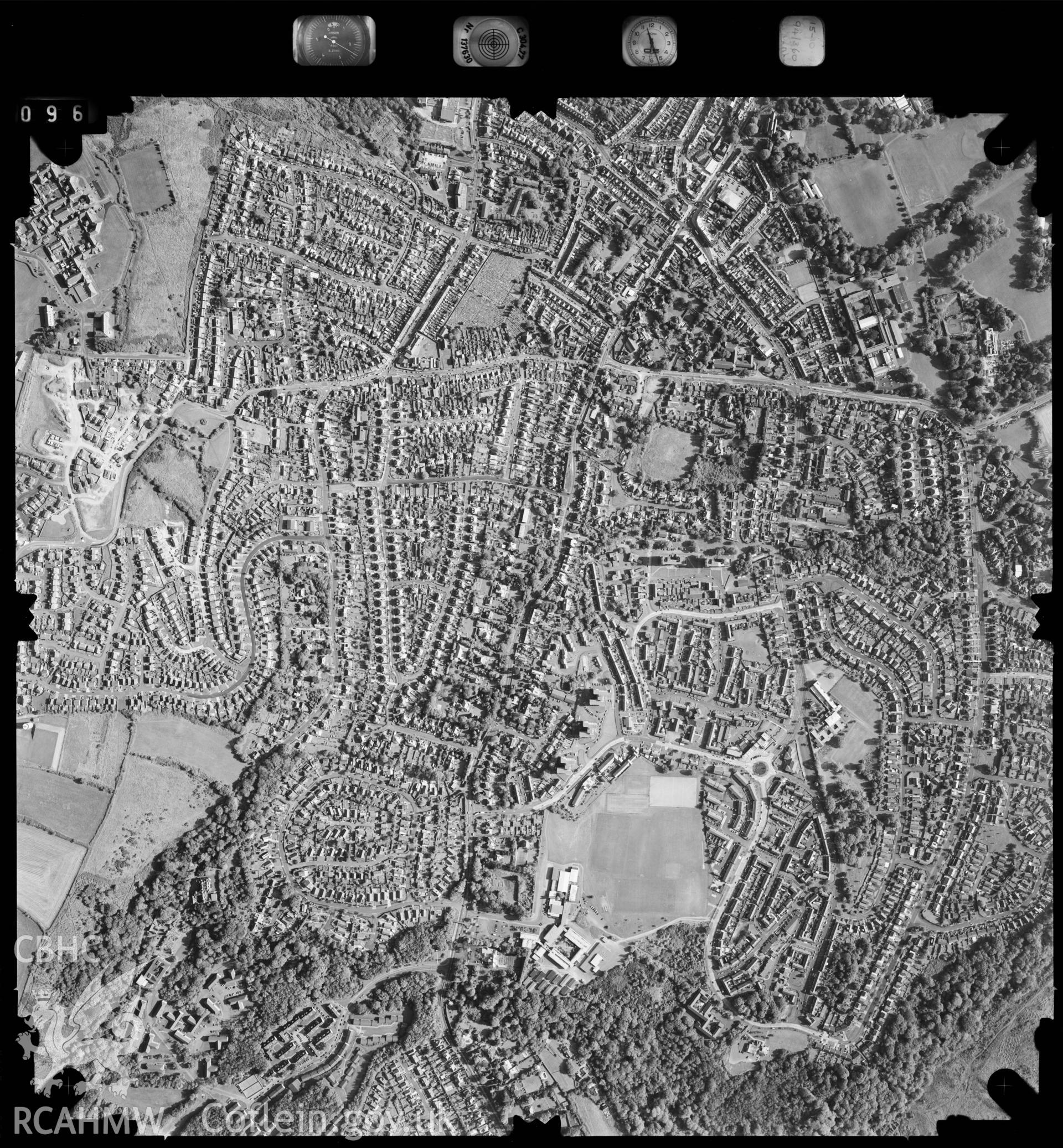 Digitized copy of an aerial photograph showing the Carnglas area, taken by Ordnance Survey, 1994.