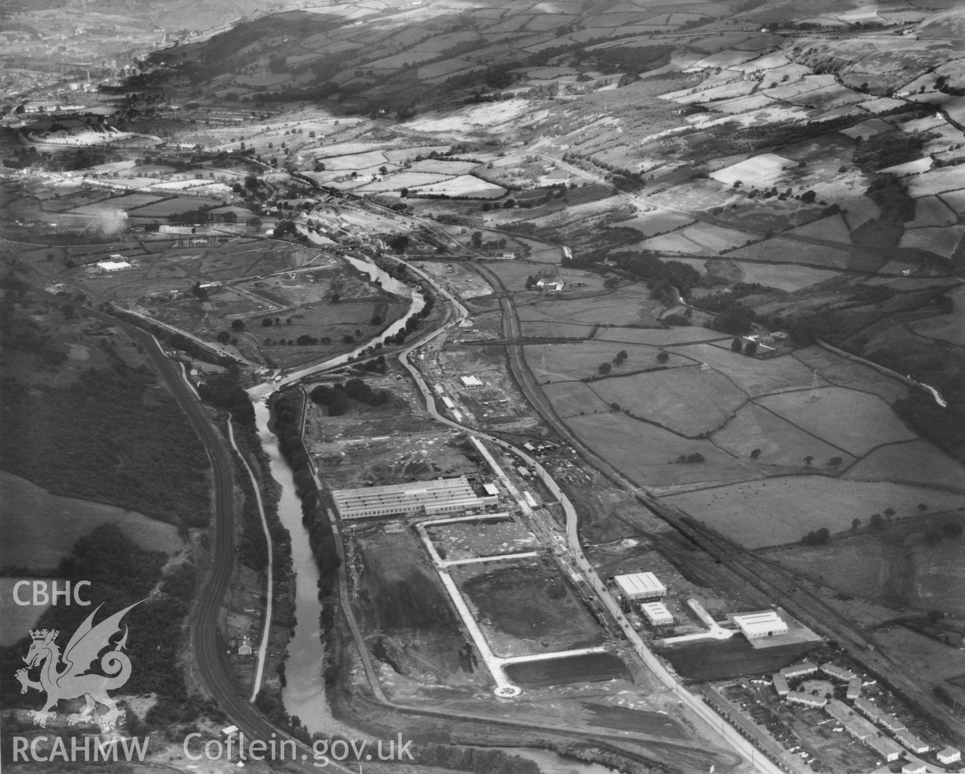 Black and white aerial photograph early development of the Treforest Trading Estate taken in 1937 by Aerofilms Ltd.  Aerofilms album Glamorgan S-Z W(29).