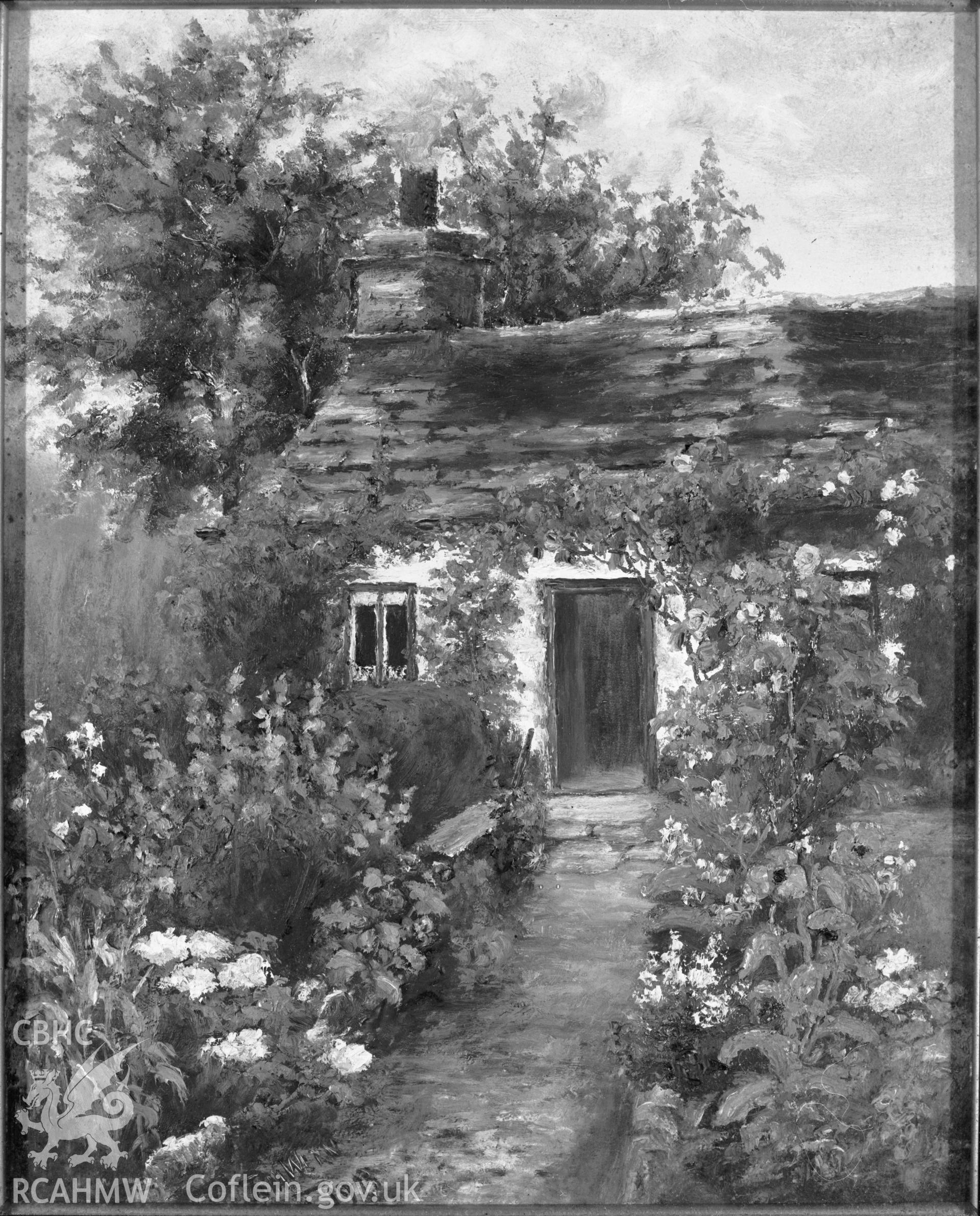 Painting of unidentified cottage near Betws-y-Coed, exterior, NA/CA/94/036e.