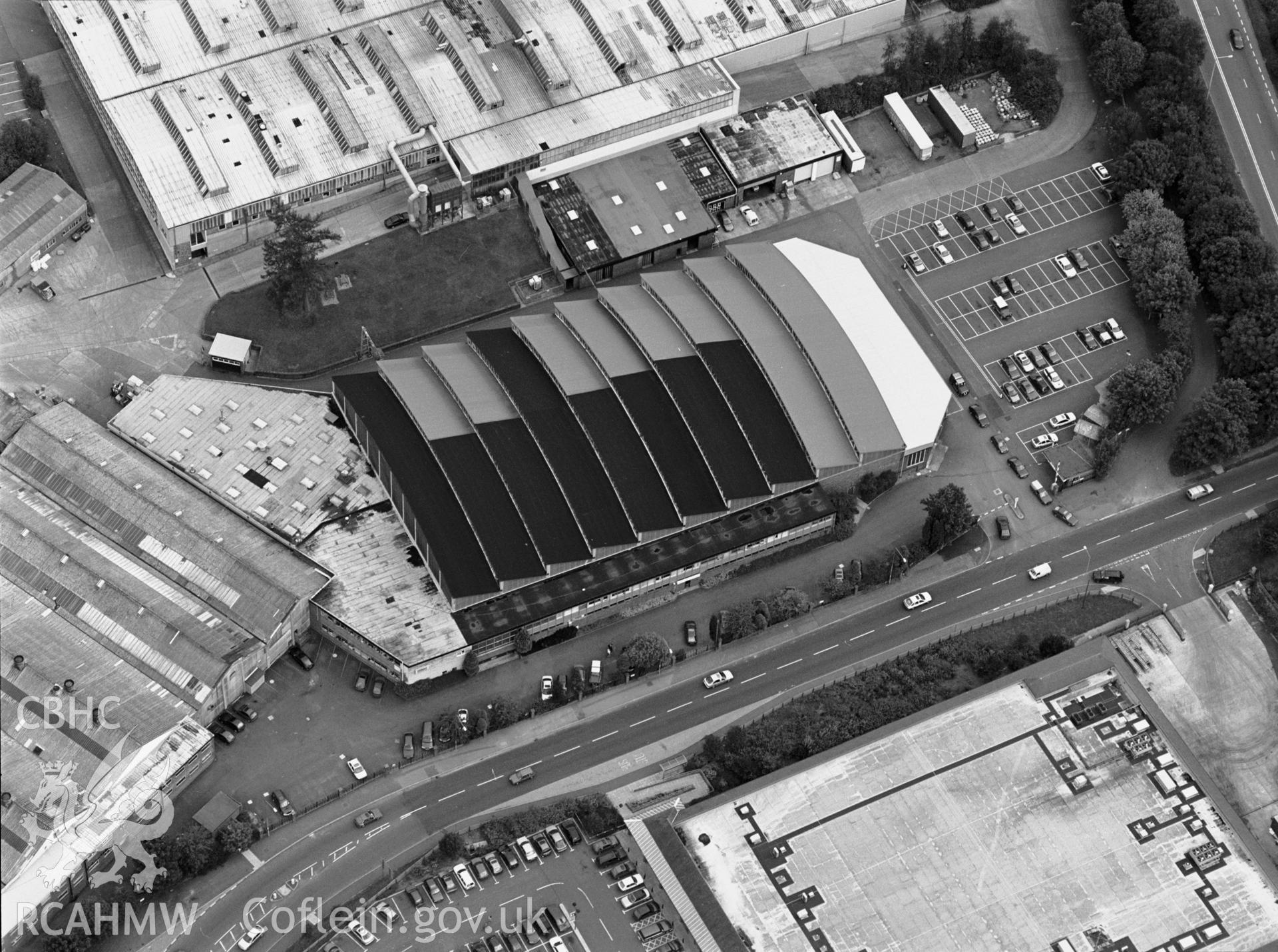 RCAHMW black and white oblique aerial photograph of Cooper's Works, Llanfoist, 2001.