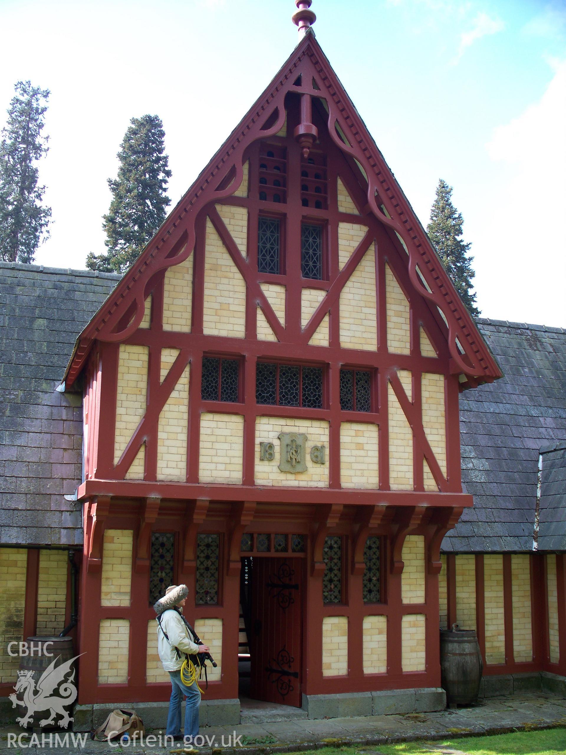 South-east central gable to the Poultry Yard with TV sound recordist.