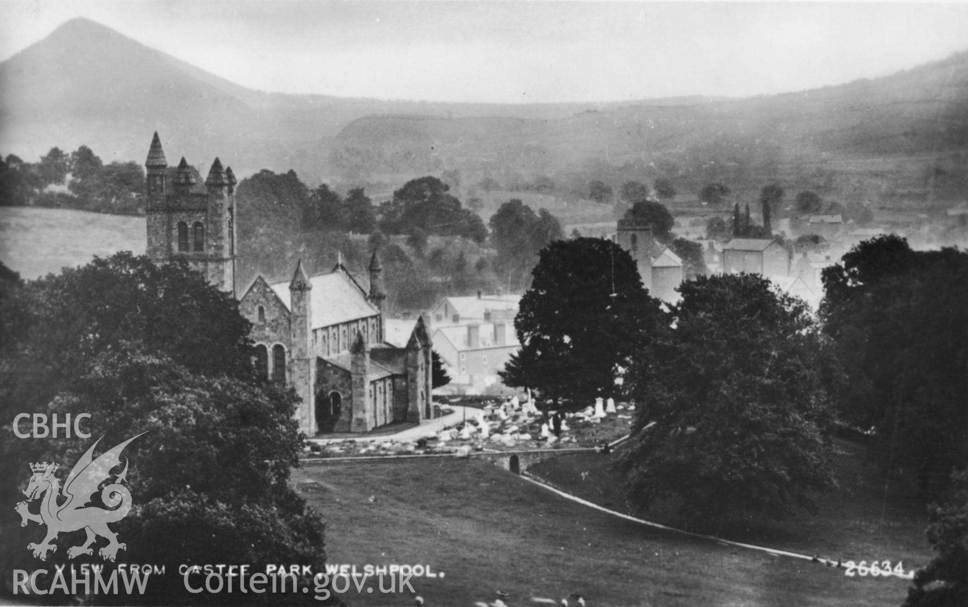 Postcard of view of Christ Church  from Castle Park.