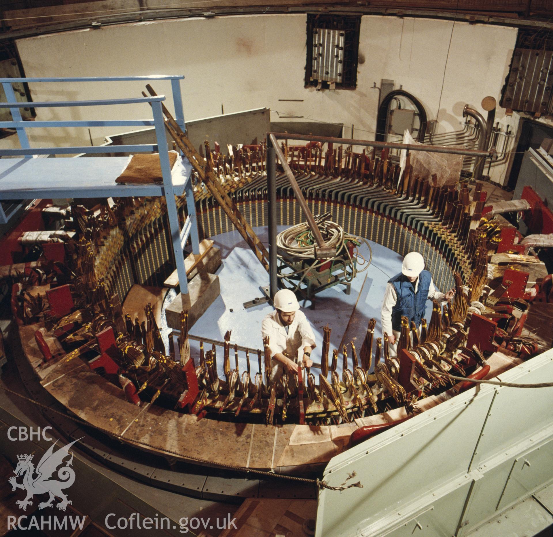 1 colour transparency showing one of the pump turbines under construction at Dinorwig Power Station; collated by the former Central Office of Information.