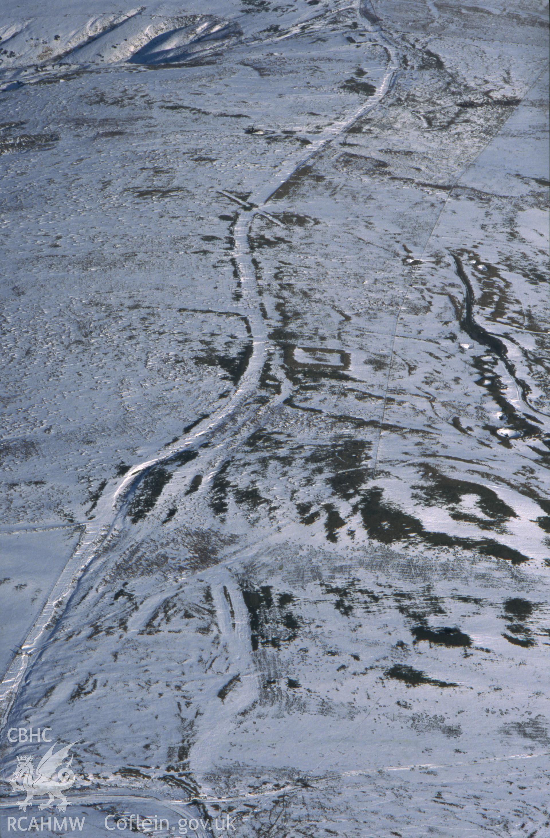 Slide of RCAHMW colour oblique aerial photograph of Pen y Crocbren Fort, taken by Toby Driver, 2004.