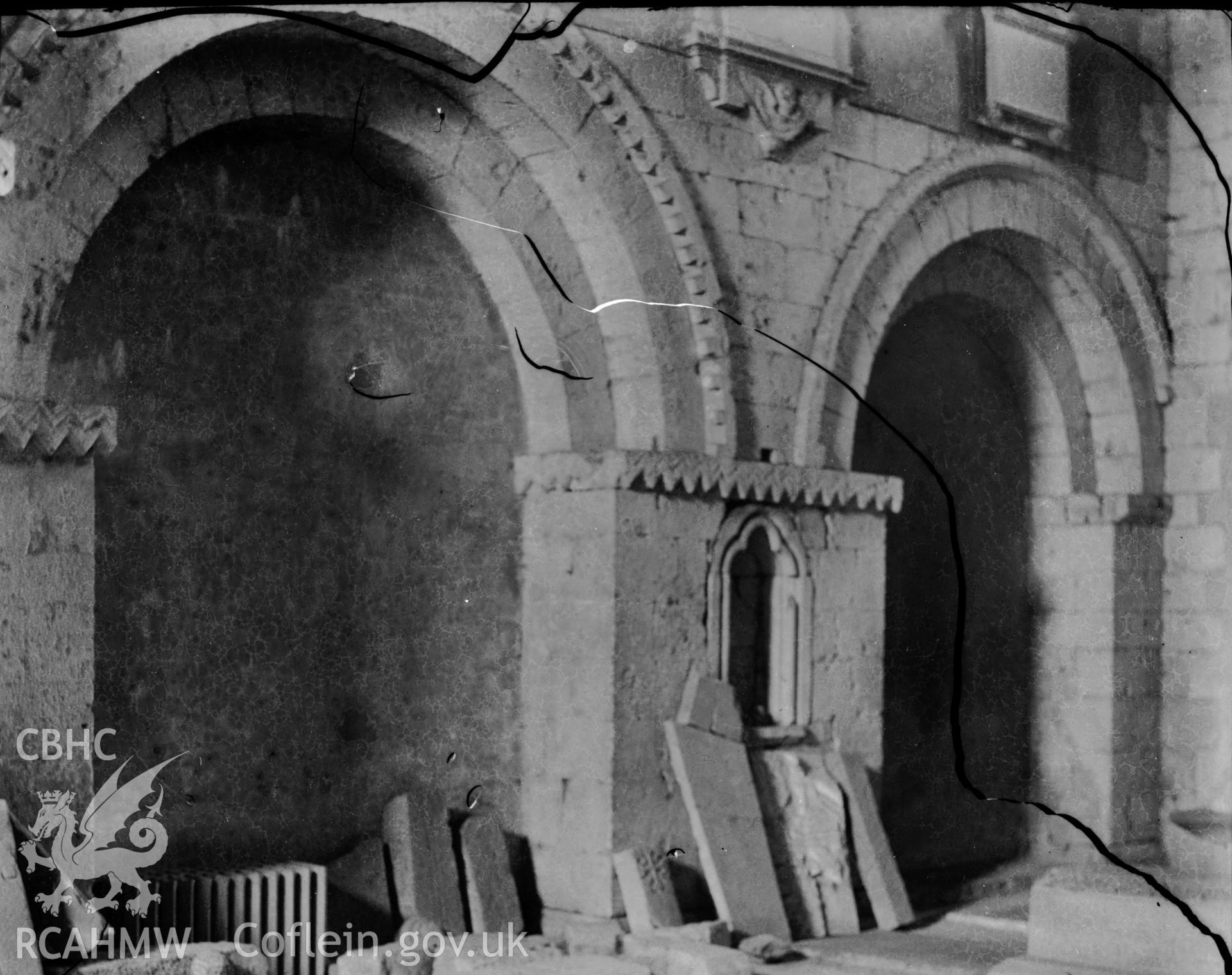 Black and white photo showing Ewenny Priory