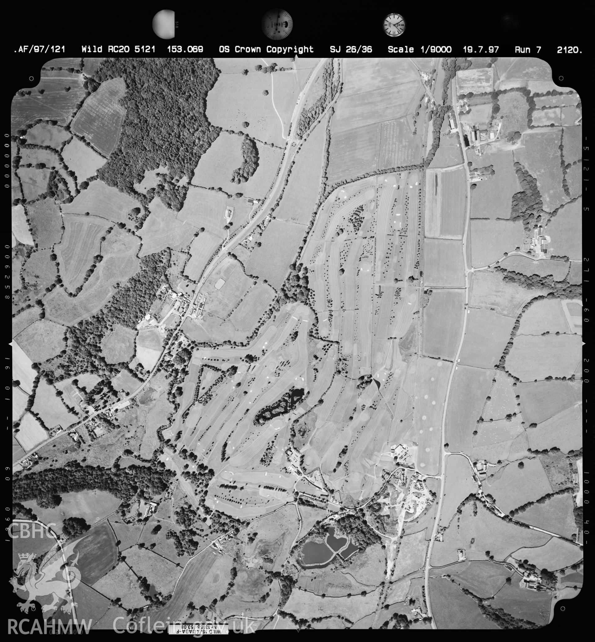 Digitized copy of an aerial photograph showing the Cadole area, taken by Ordnance Survey, July 1997.
