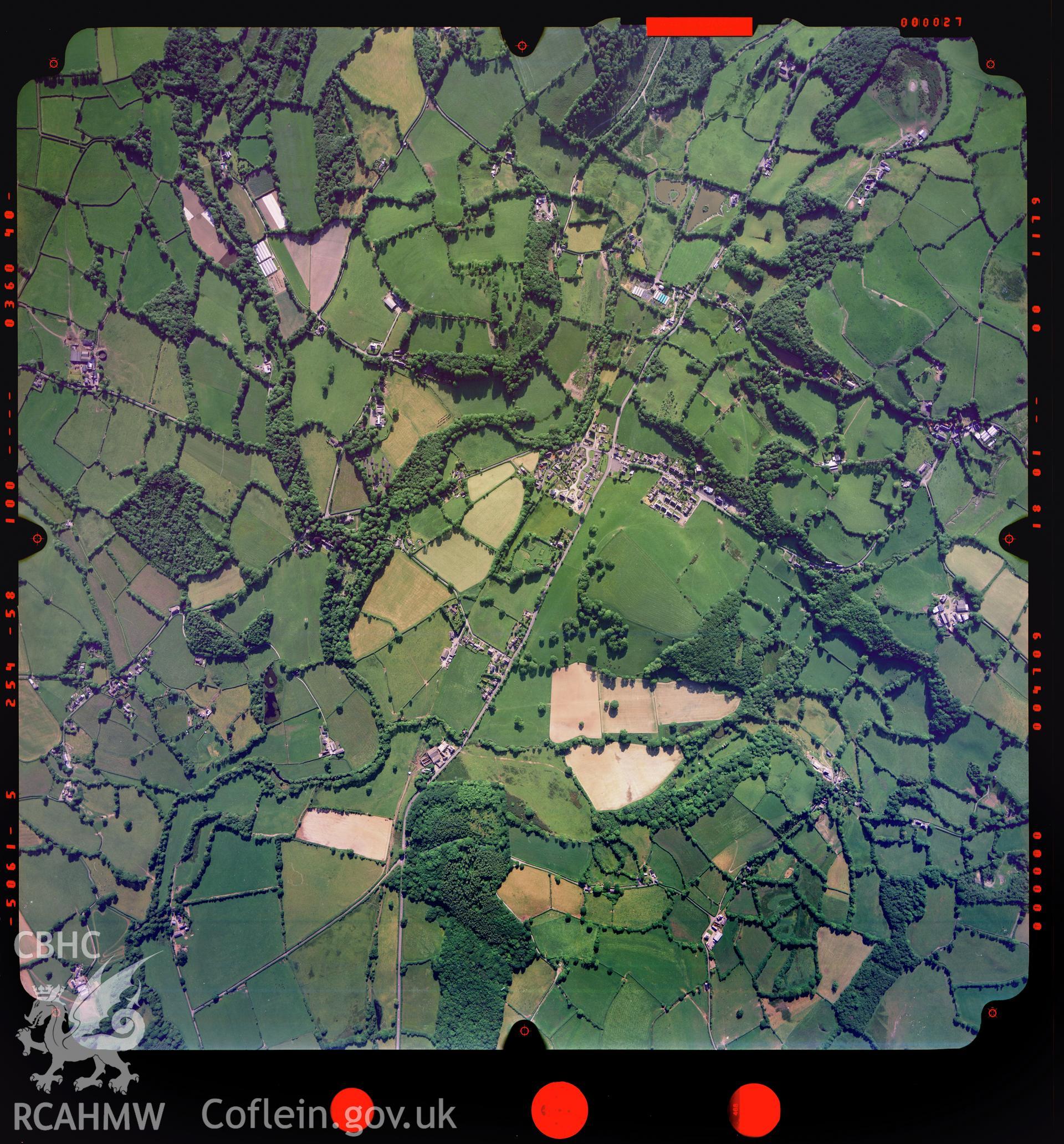 Digitized copy of a colour aerial photograph showing the Ciliau Aeron area, taken by Ordnance Survey, 2005.