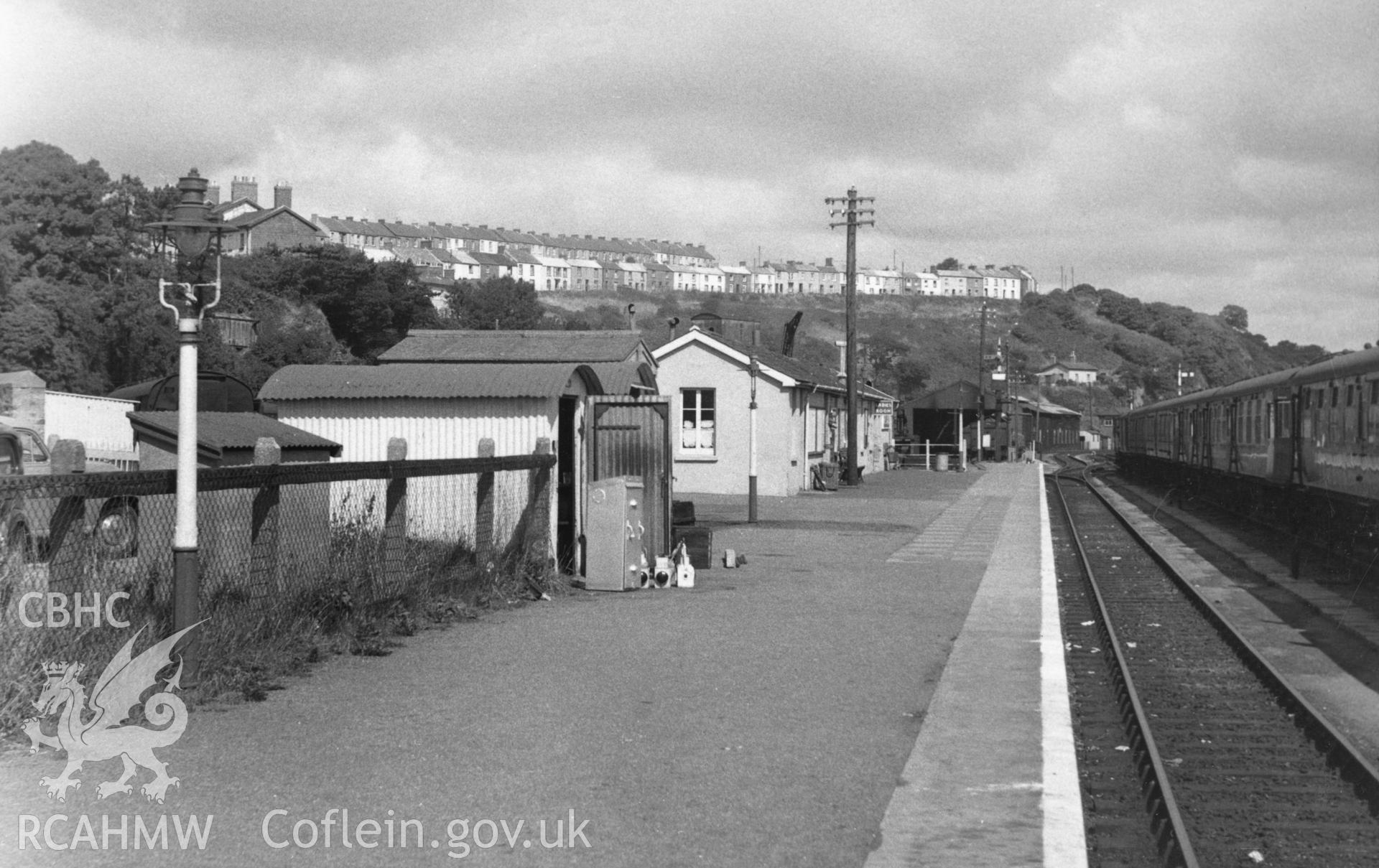 Black and white photograph showing view of Neyland Railway Station. From Rokeby Album VIII no 70.