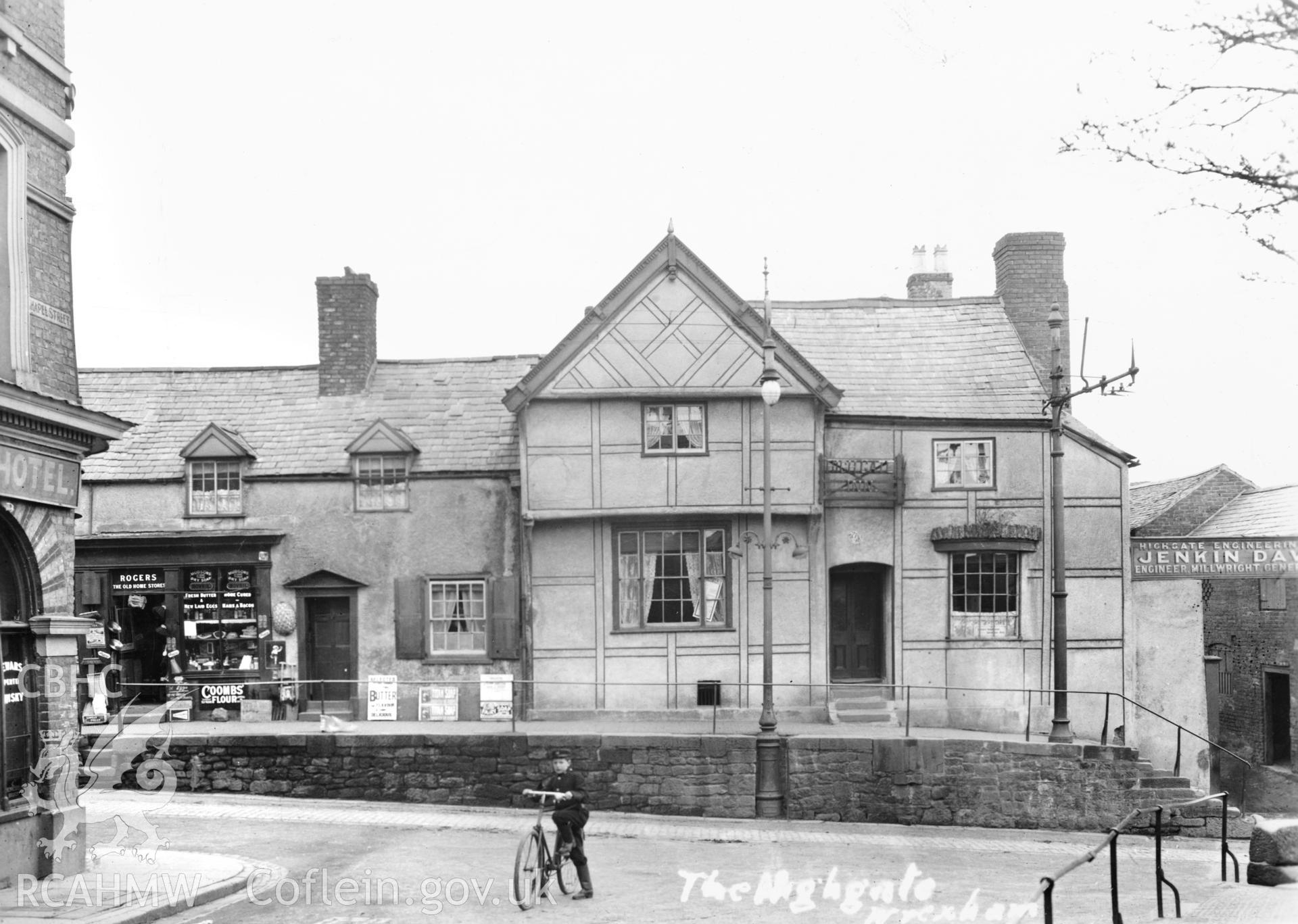 Highgate Inn, Wrexham; Undated B&W photo showing front elevation of Inn, negative not held.