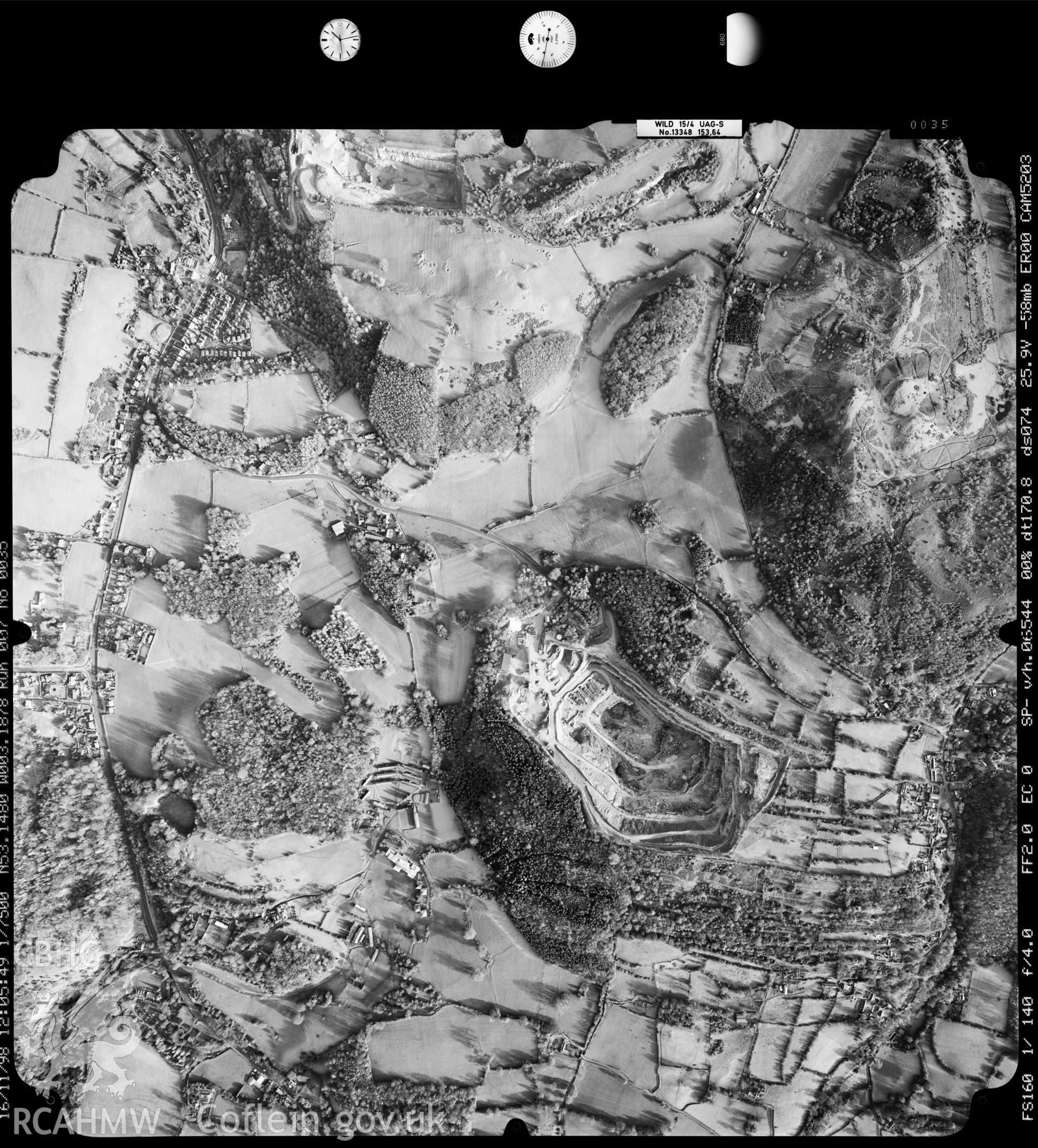 Digitized copy of an aerial photograph showing the area around Cadole, taken by Ordnance Survey, 1998.