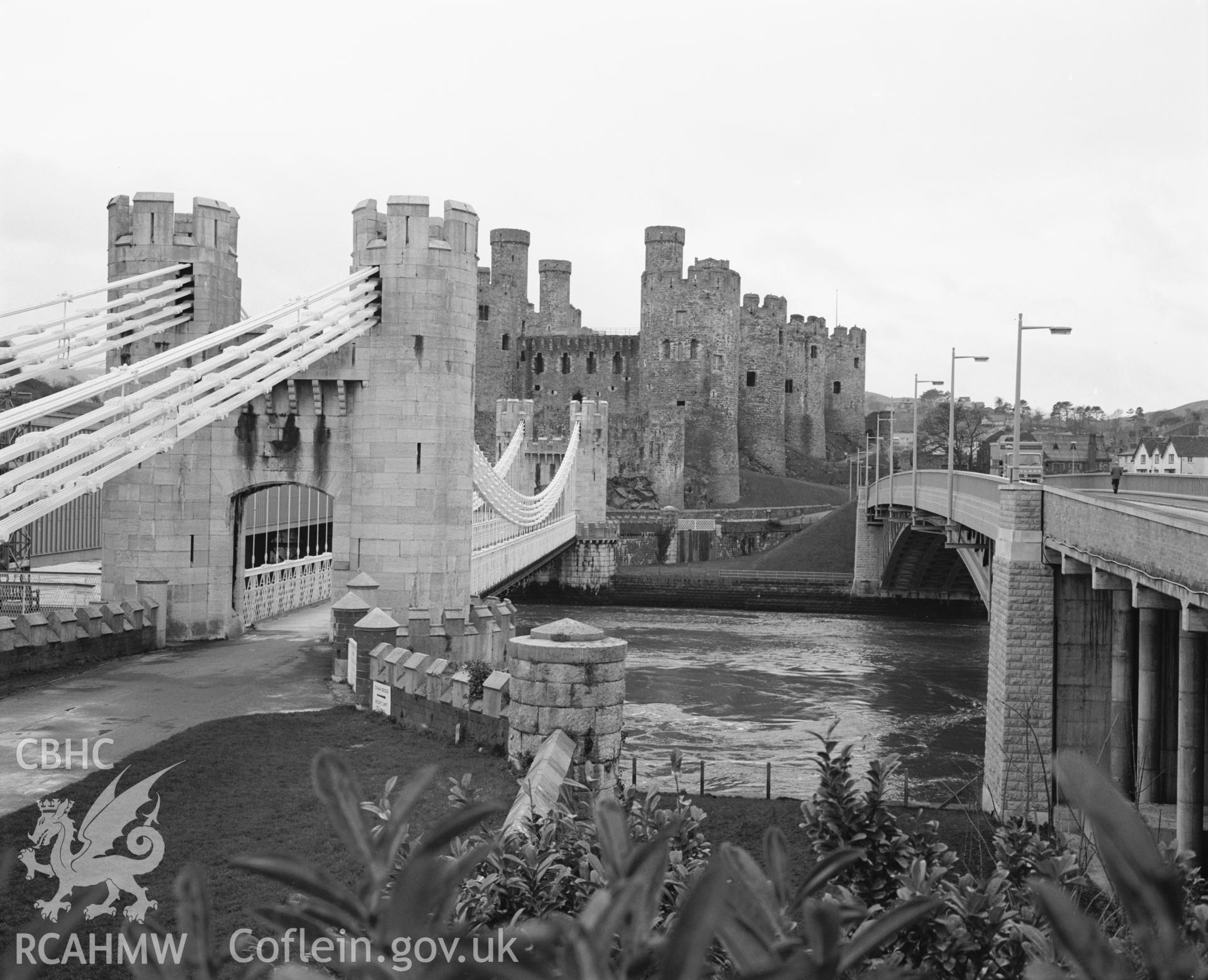 Photographic negative showing view of Conwy Castle; collated by the former Central Office of Information.