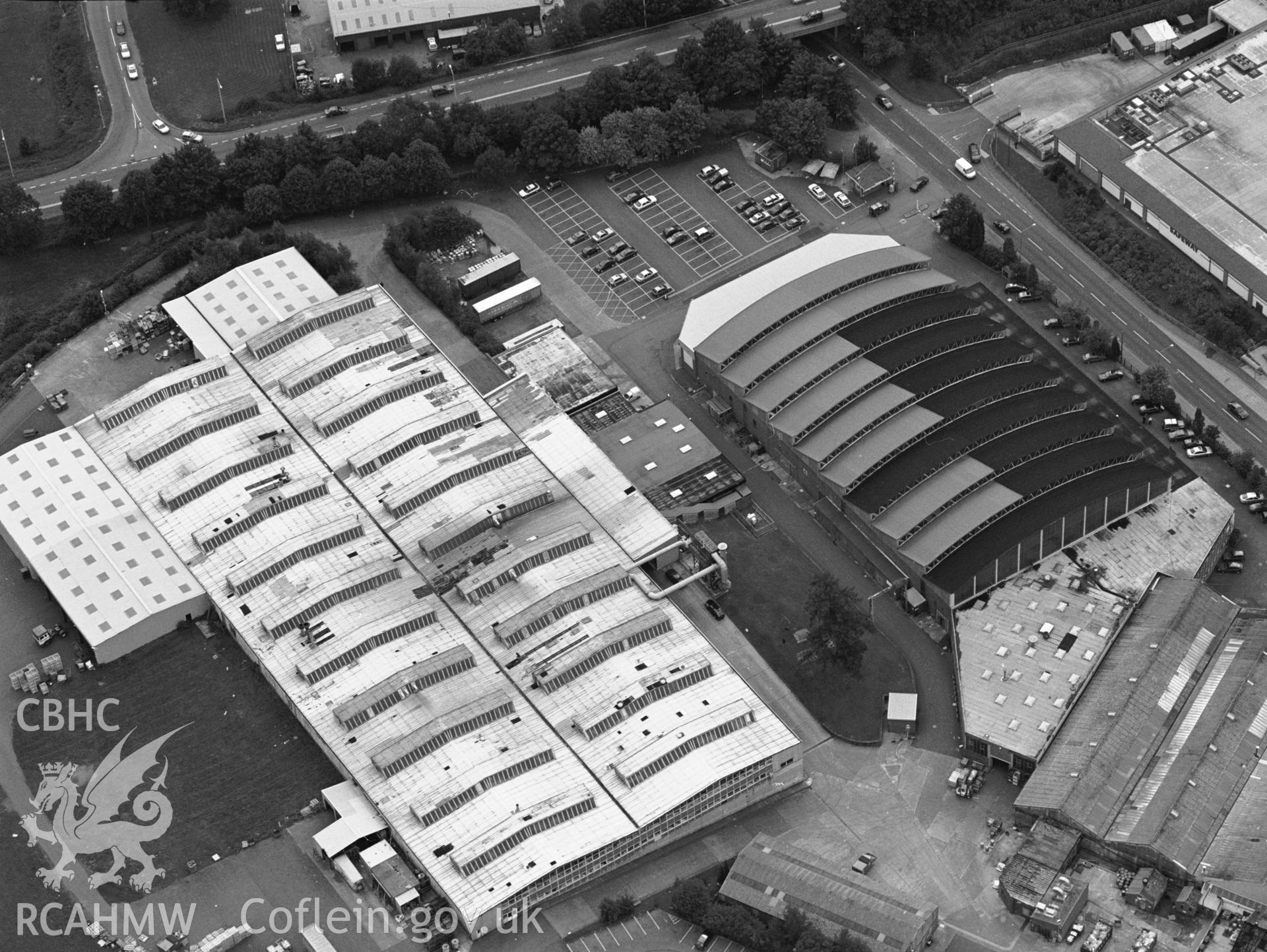 RCAHMW black and white oblique aerial photograph of Cooper's Works, Llanfoist, 2001.