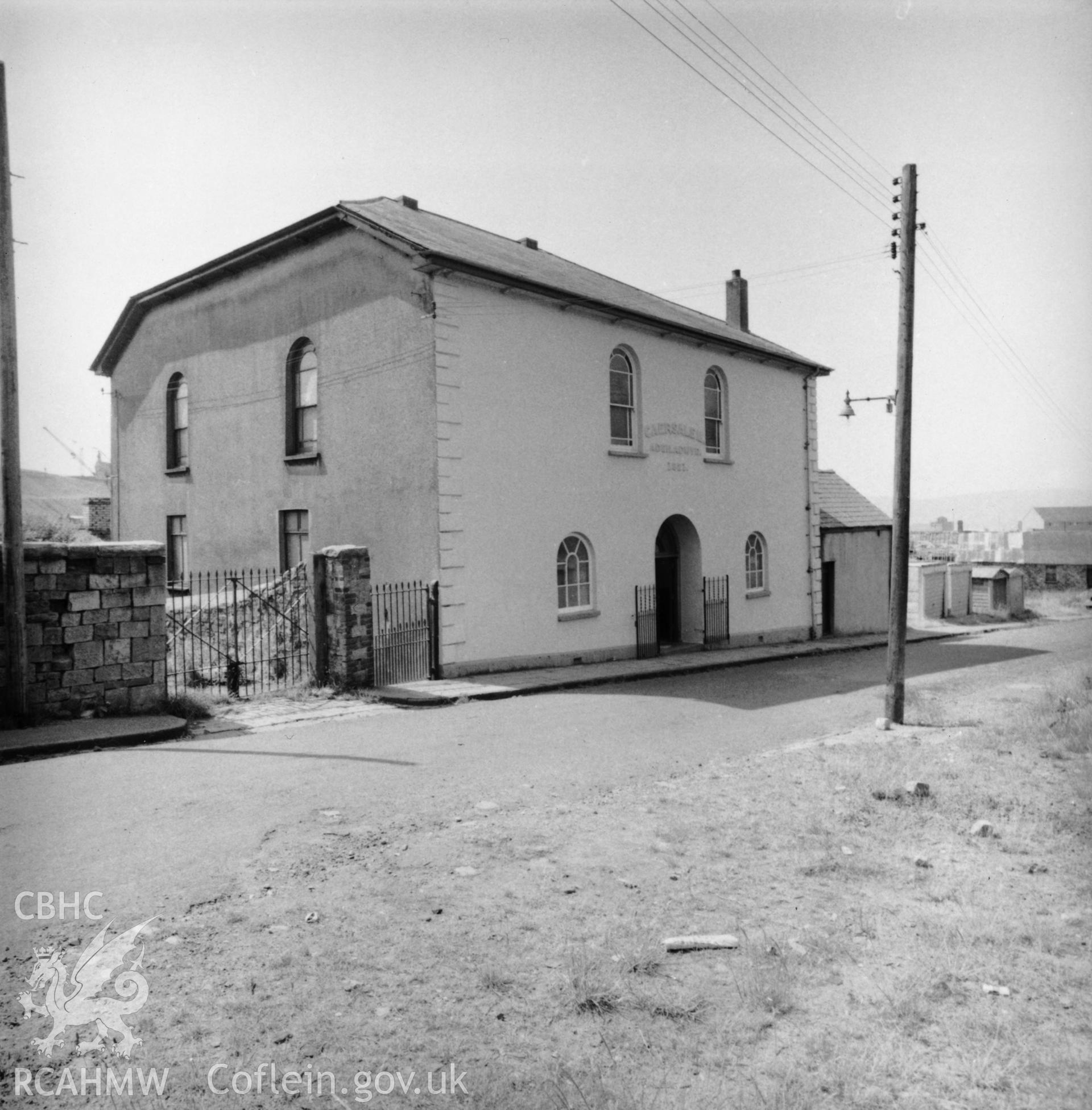 Black and white photograph showing the chapel from Well Street taken by RCAHMW