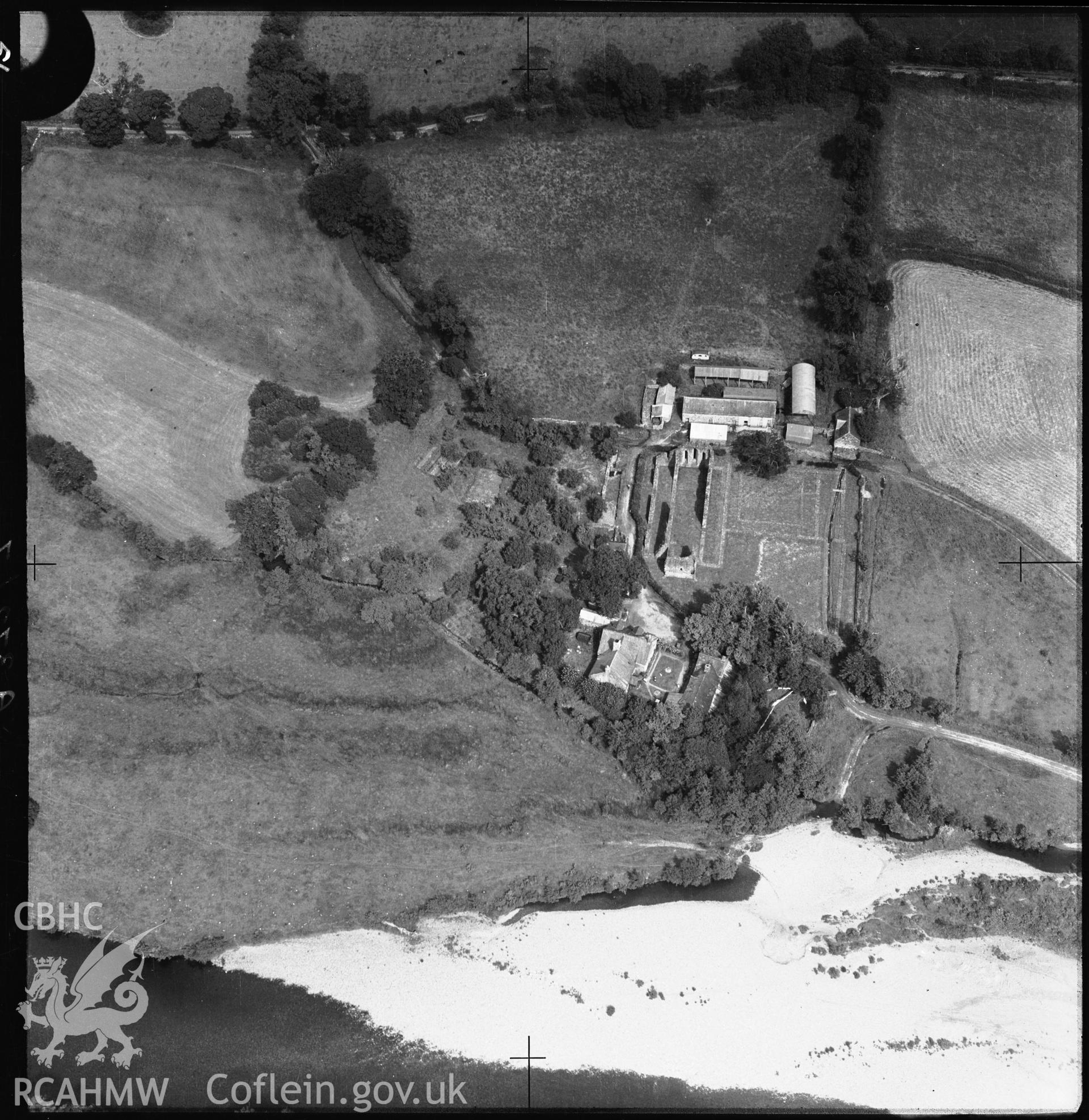 D.O.E photograph of Cymer Abbey. Aerial views ? R.A.F.