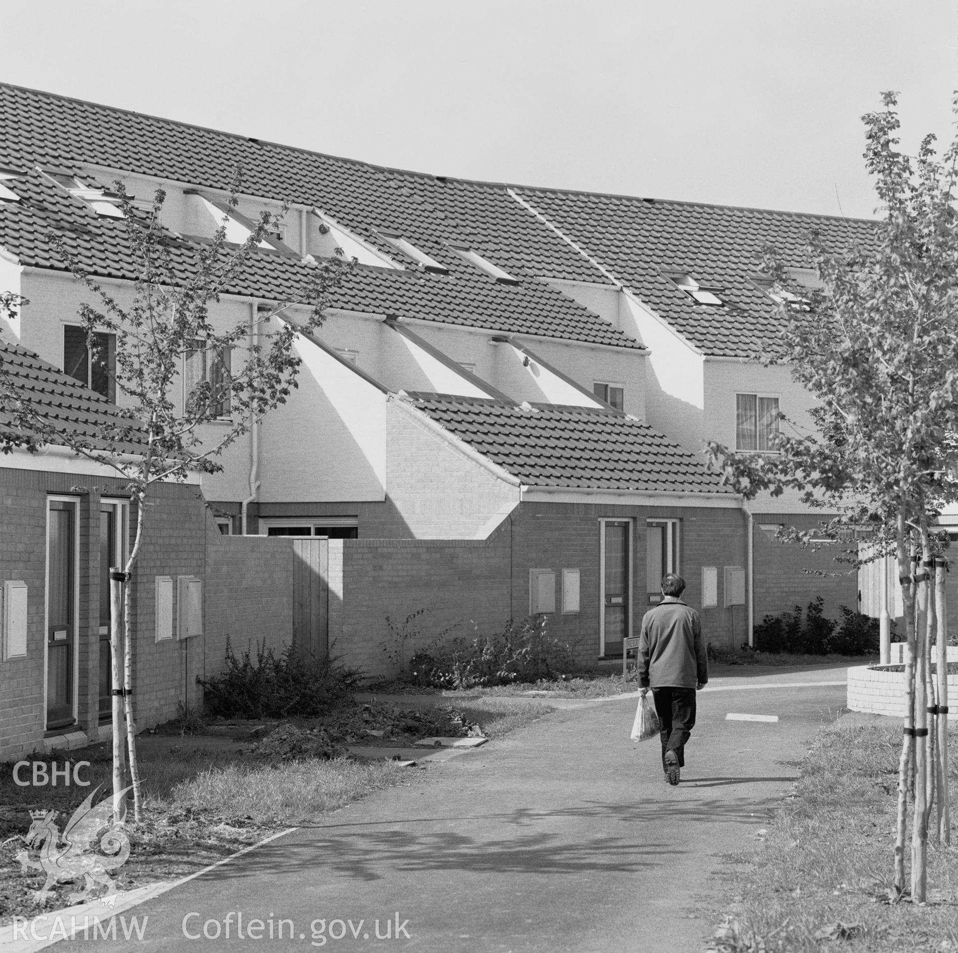 1 photographic negative showing new housing on Shaftesbury Street, Newport; collated by the former Central Office of Information.