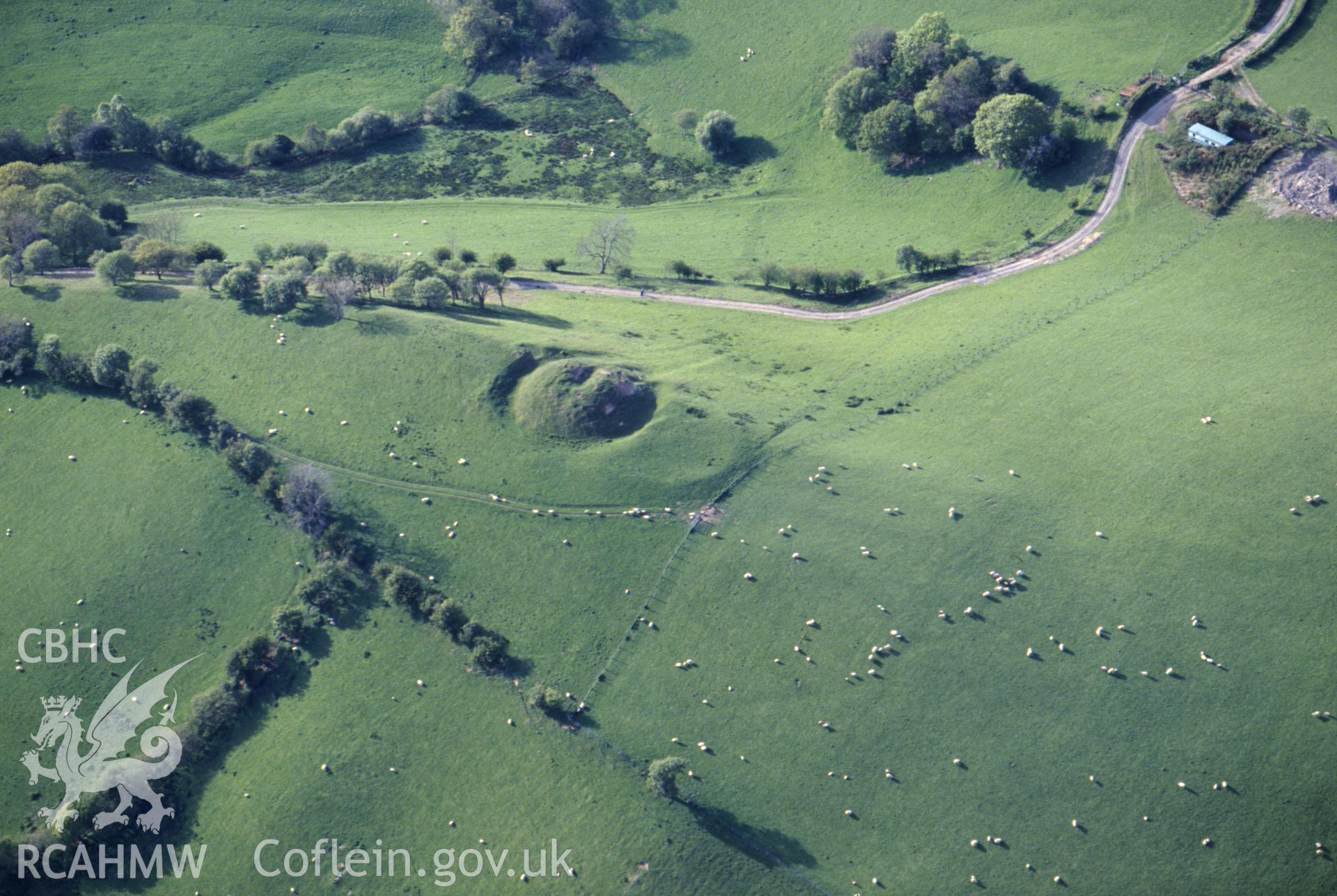 Slide of RCAHMW colour oblique aerial photograph of Moel Frochas, taken by C.R. Musson, 15/4/1993.