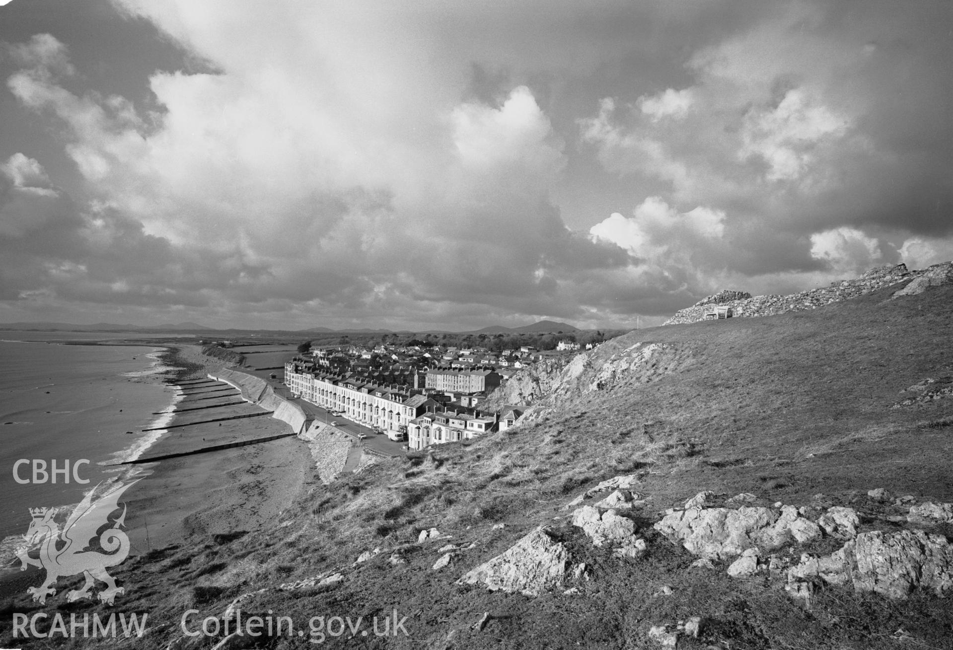 Photographic negative showing view of Criccieth from the castle; collated by the former Central Office of Information.