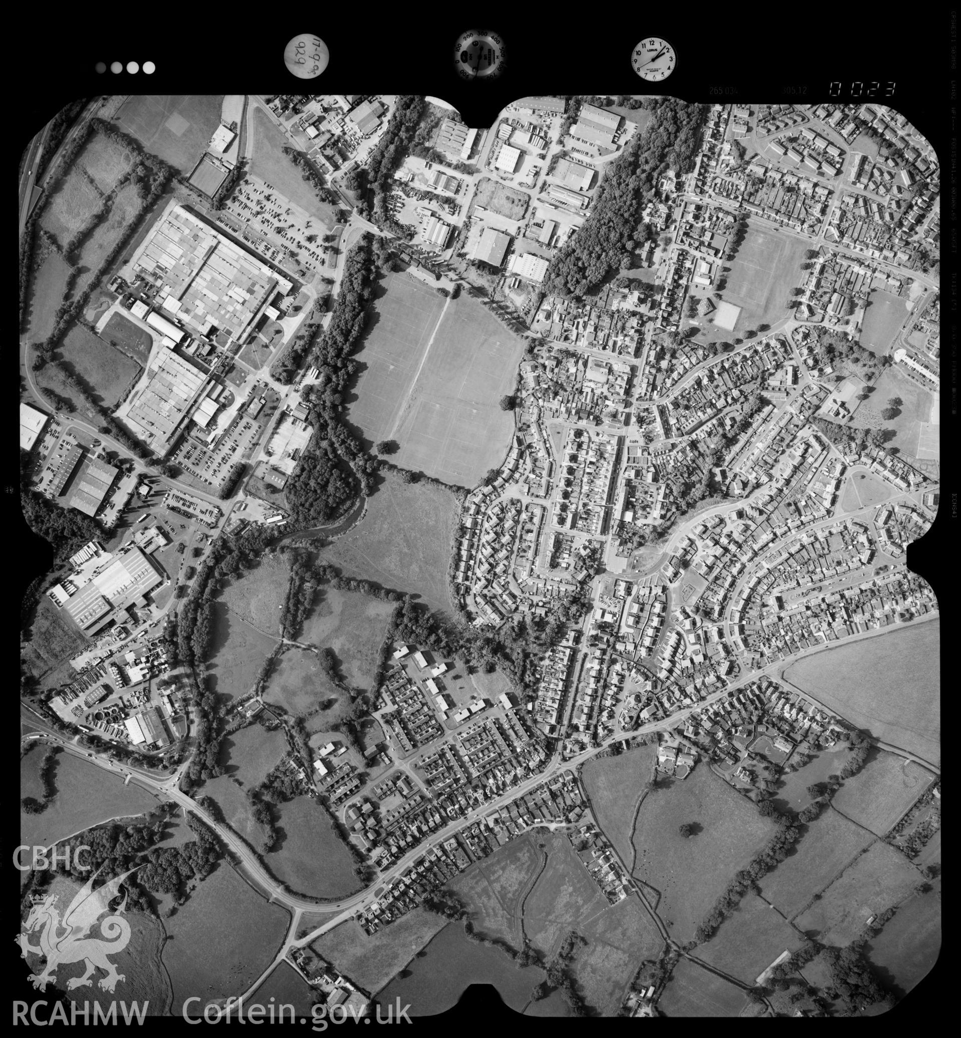 Digitized copy of an aerial photograph showing Pontypool area, taken by Ordnance Survey, 1998.