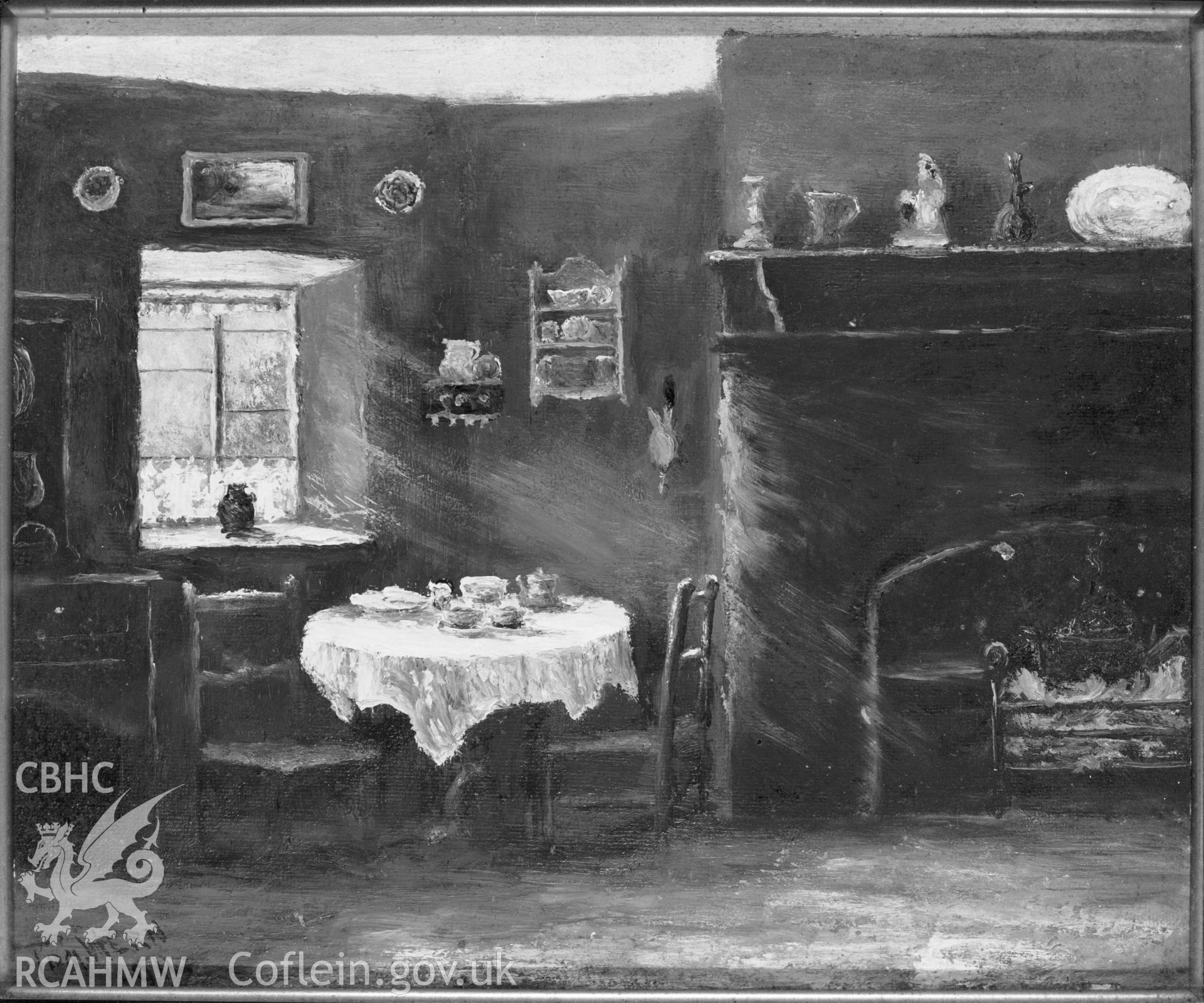 Painting of unidentified cottage nr. Betws-y-Coed interior, NA/CA/94/036e.
