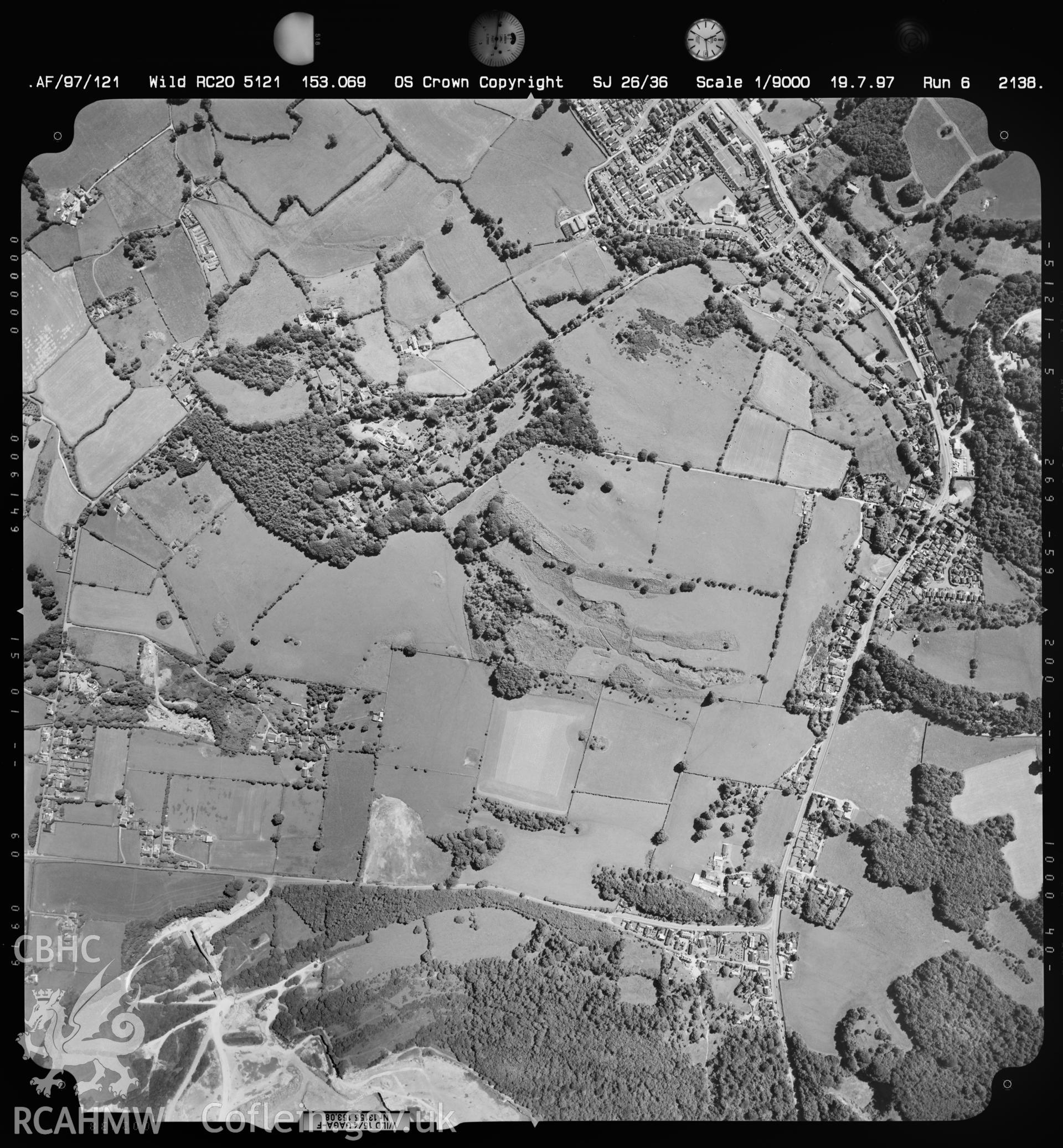 Digitized copy of an aerial photograph showing the Cadole area, taken by Ordnance Survey, July 1997.
