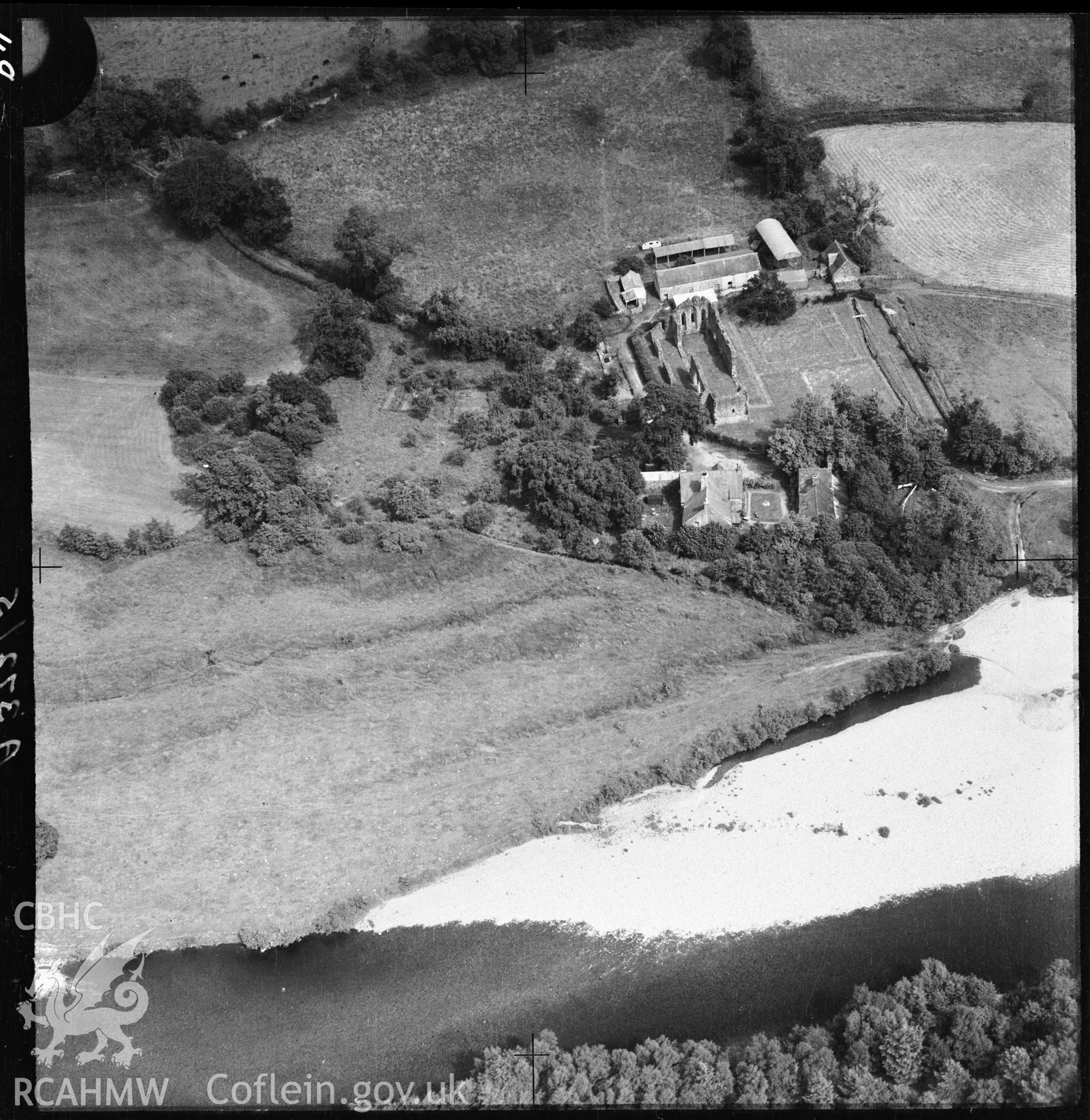D.O.E photograph of Cymer Abbey. Aerial views ? R.A.F.