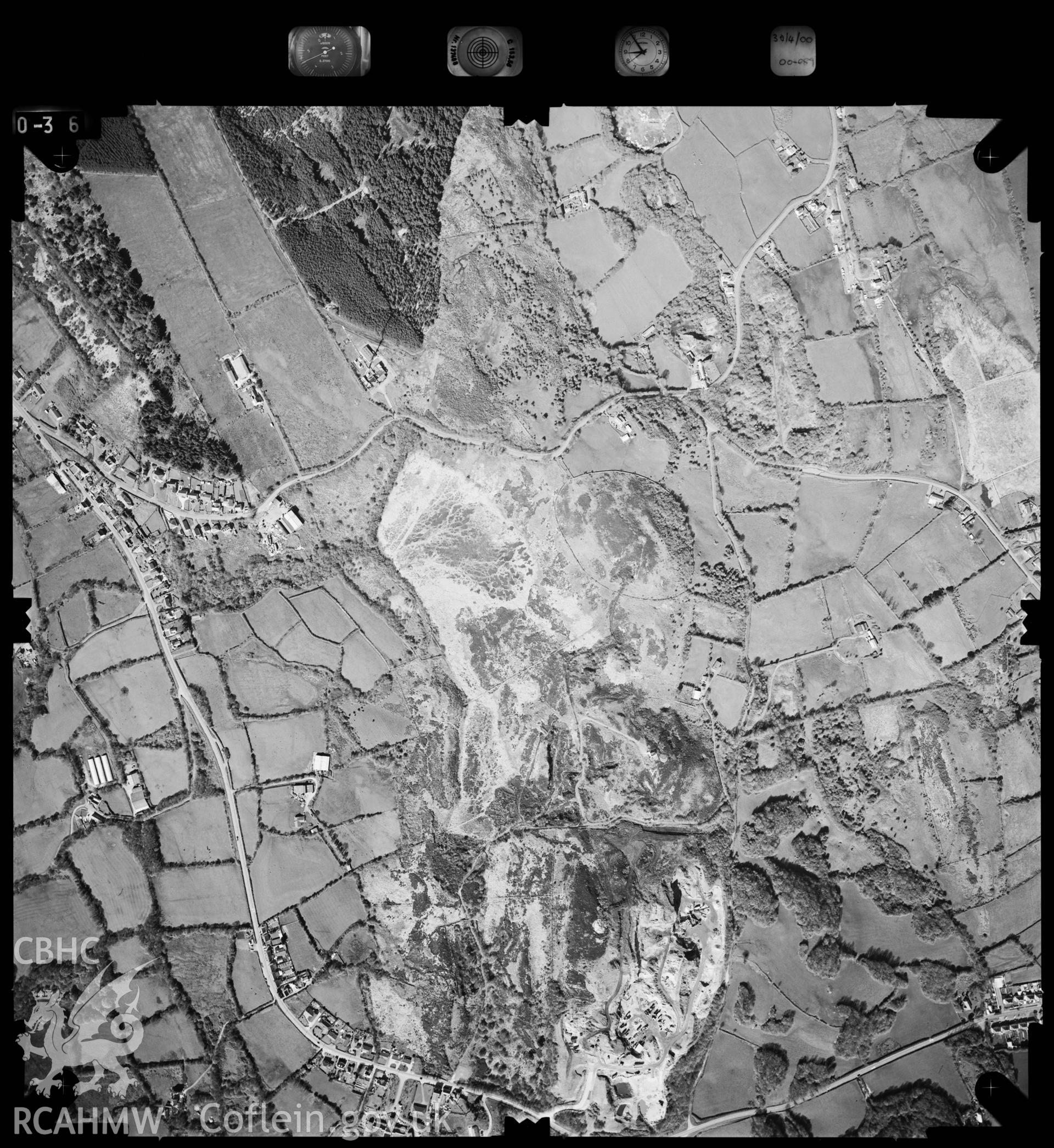 Digitized copy of an aerial photograph showing the Carmel area, taken by Ordnance Survey, 2000.