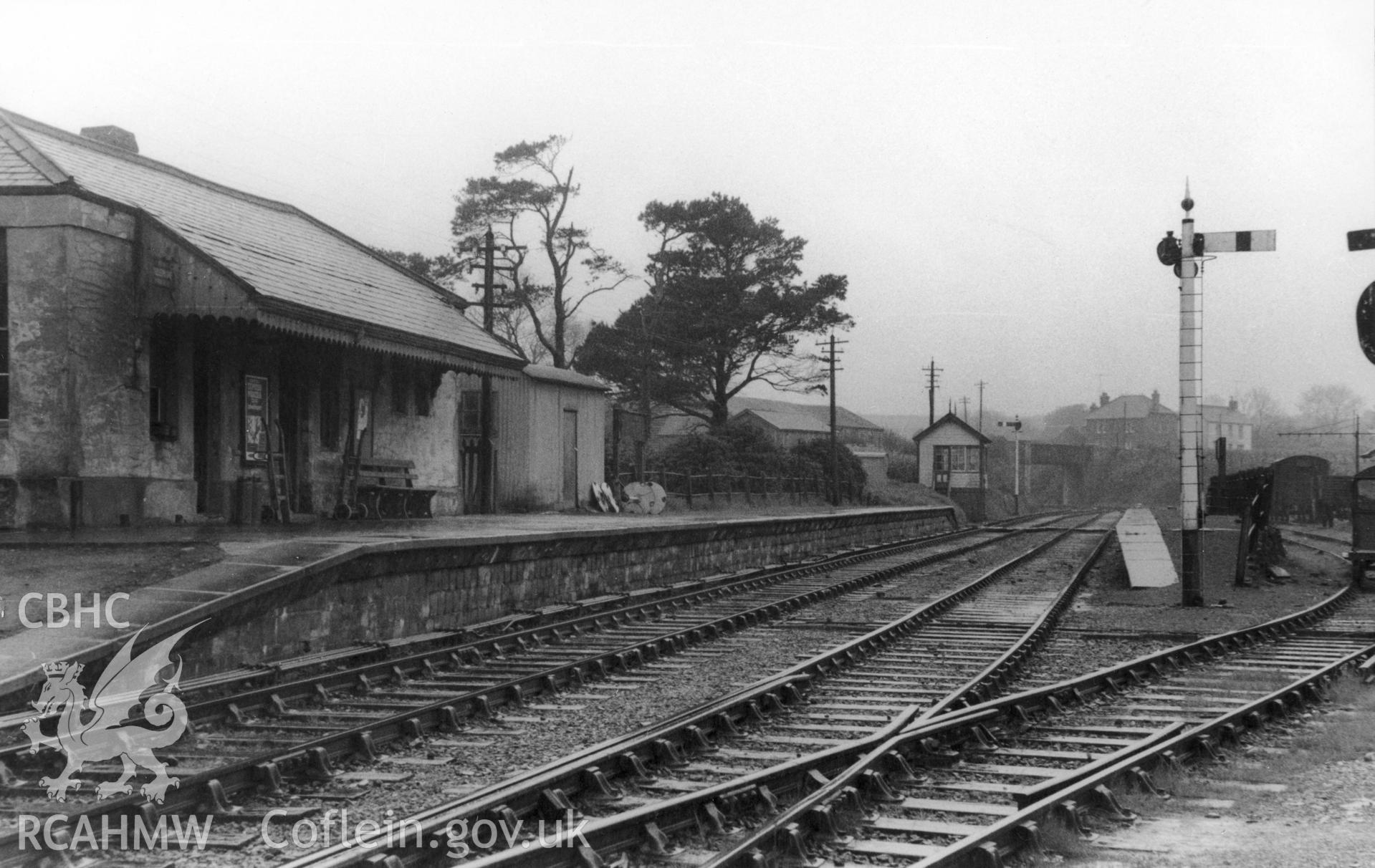 Black and white photograph showing view of Boncath Railway Station. From Rokeby Album VIII  no 3.
