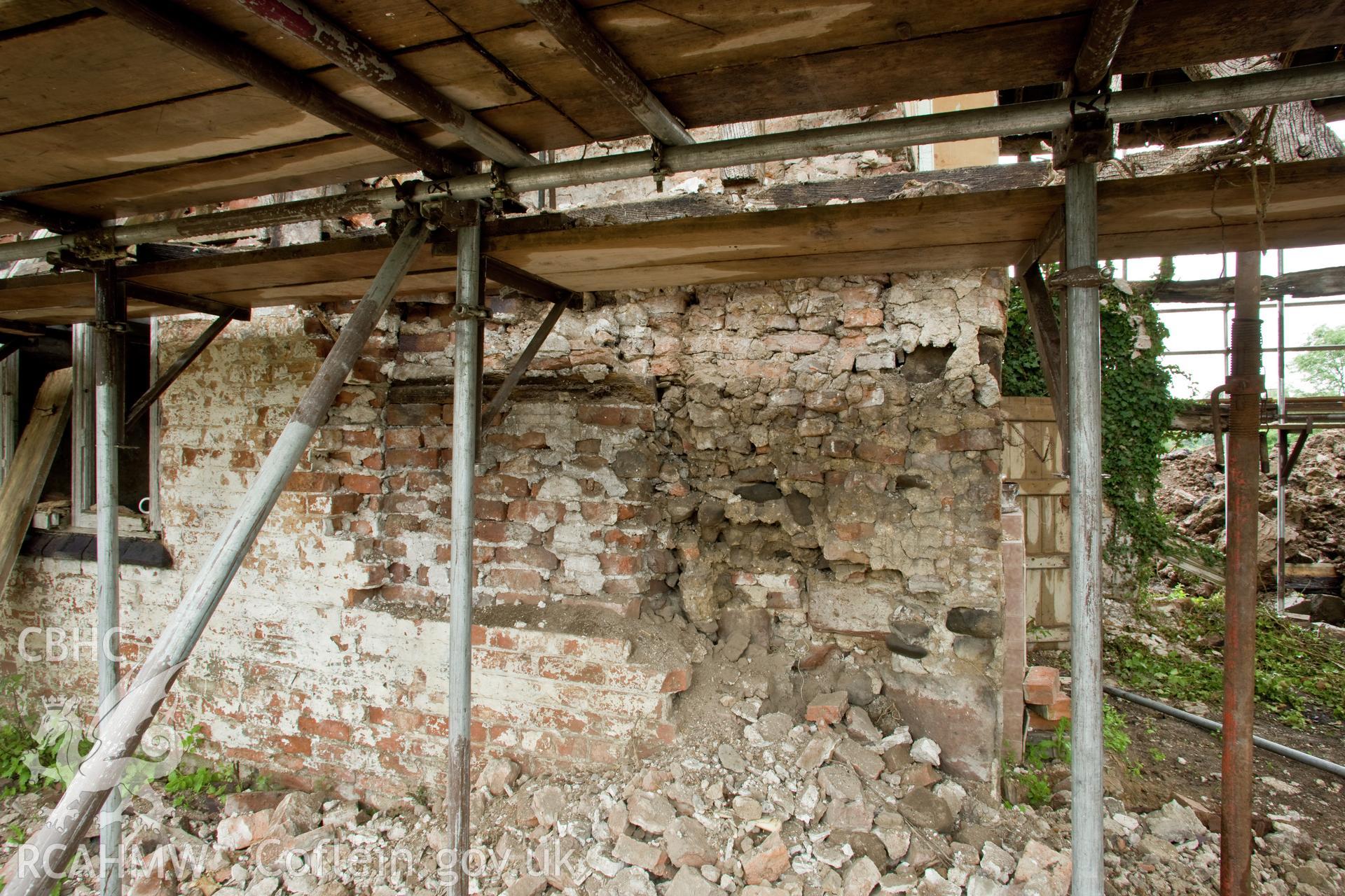 Detail of chimney wall on south section.