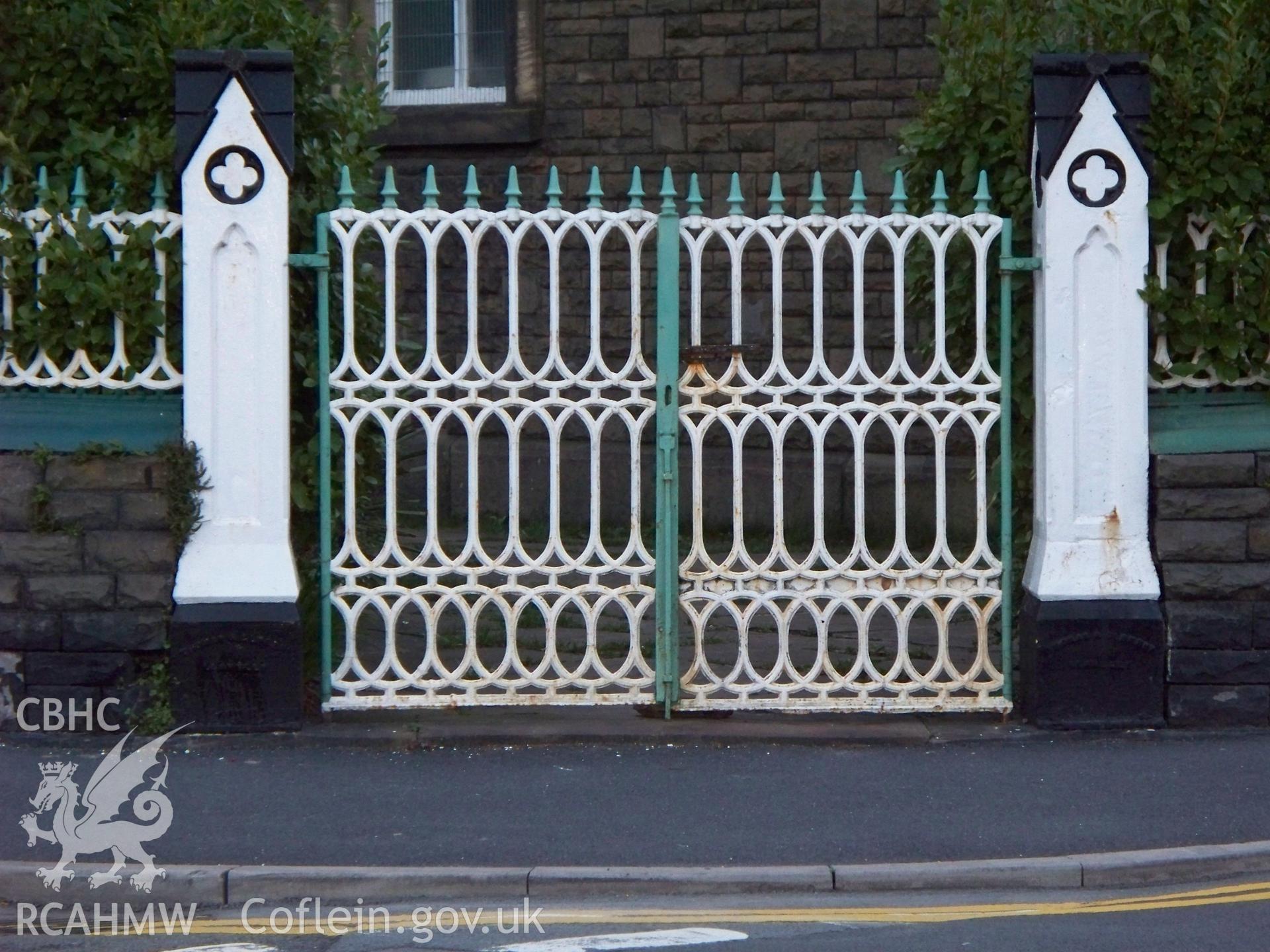 Main cast-iron gates on east side of chapel.