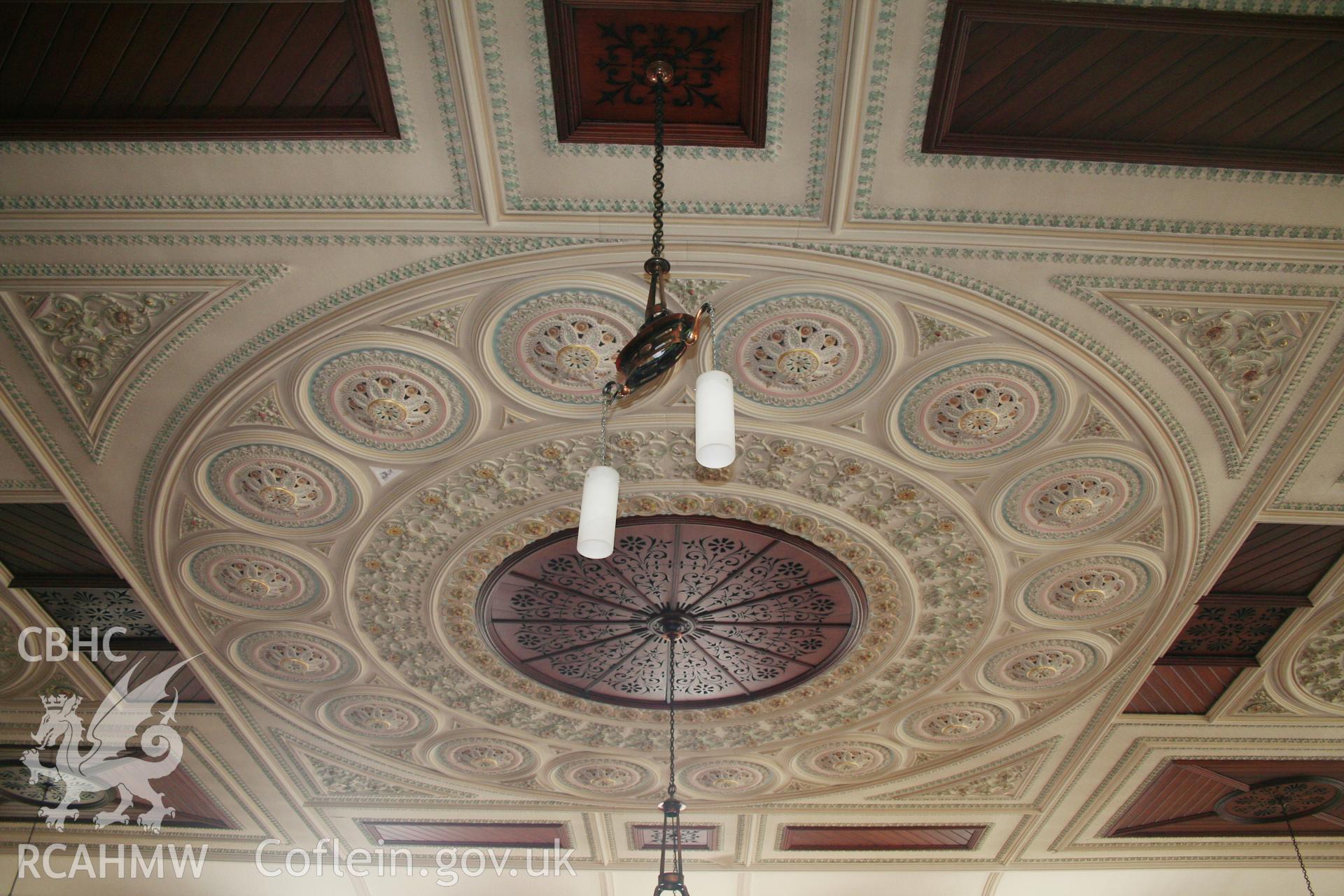 Capel Als, central panel of plaster ceiling.