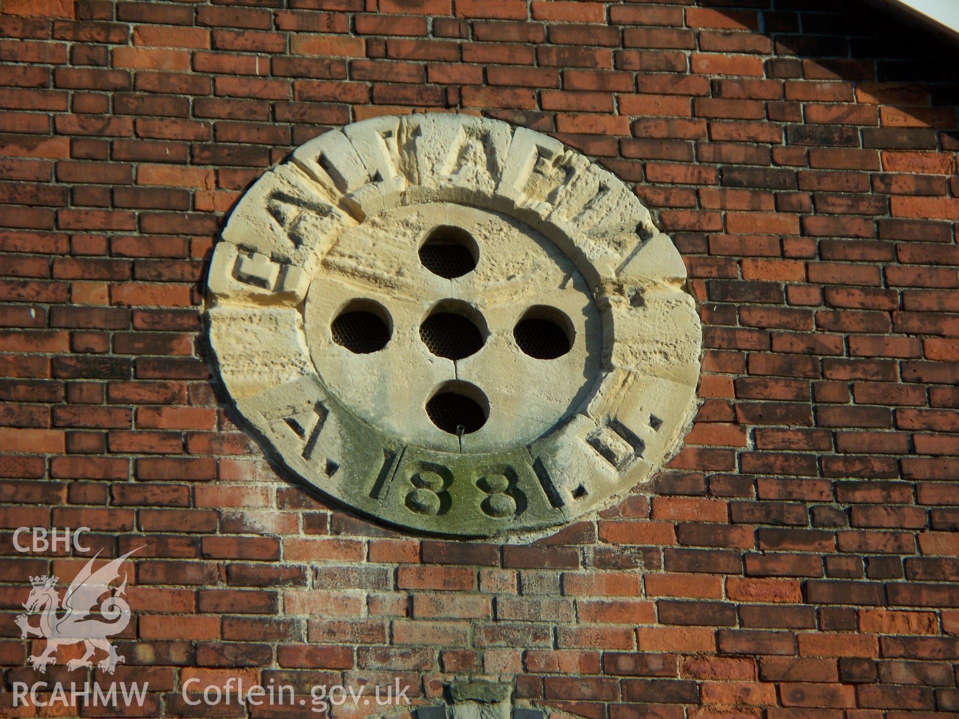 Plaque in gable of 1881 Sunday School or original chapelPlaque in gable of original 1881 chapel (later Sunday School).