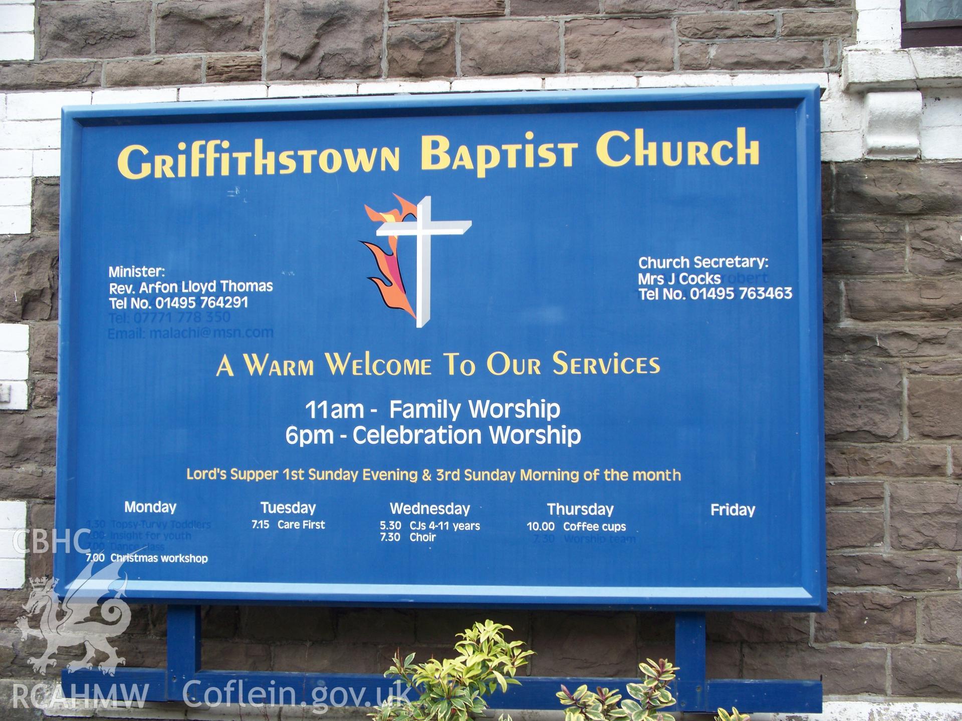 Order of Service Board on the West front