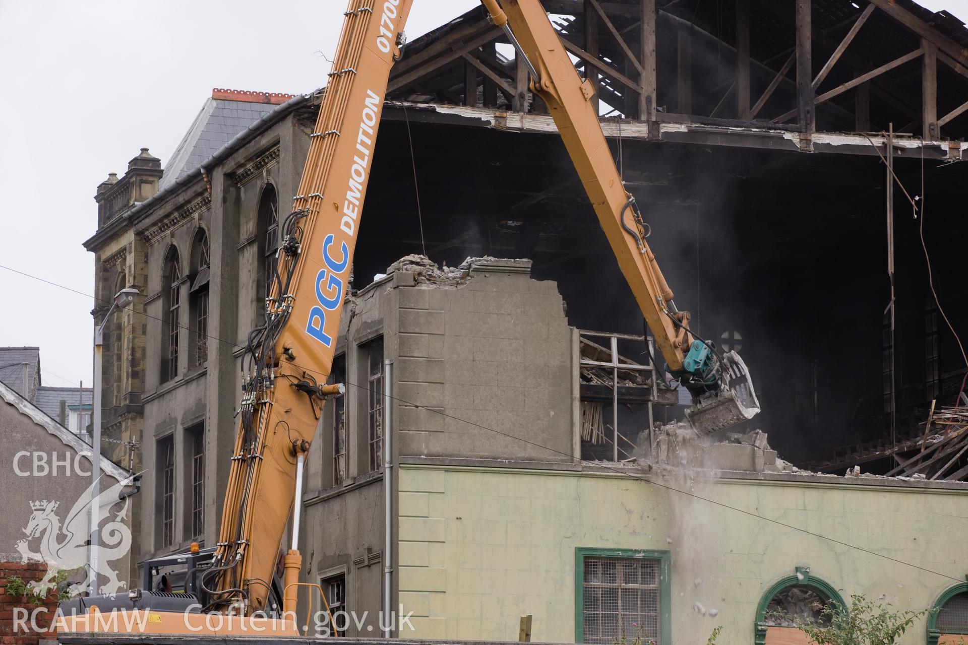 View from southeast during demolition, detail.
