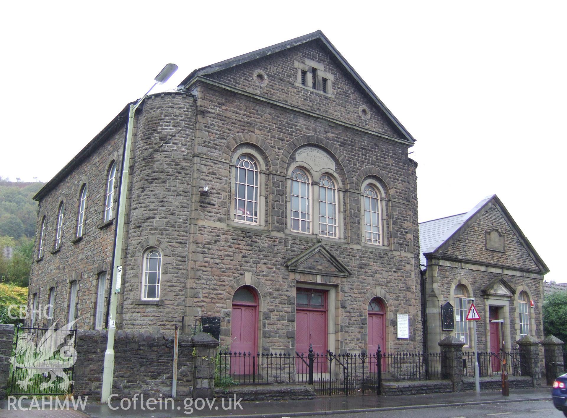 The south-eastern main road elevations of the chapel & Sunday School from the West.
