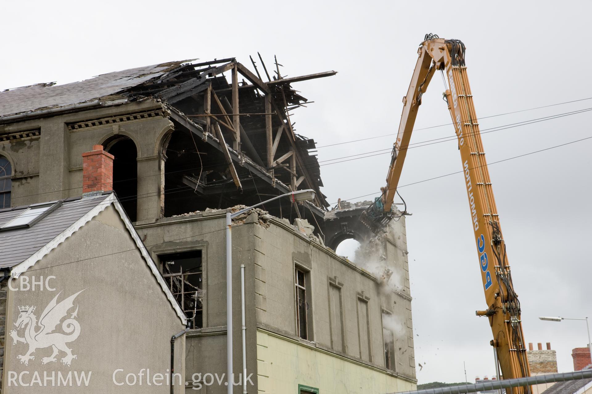 View from southwest during demolition, detail.
