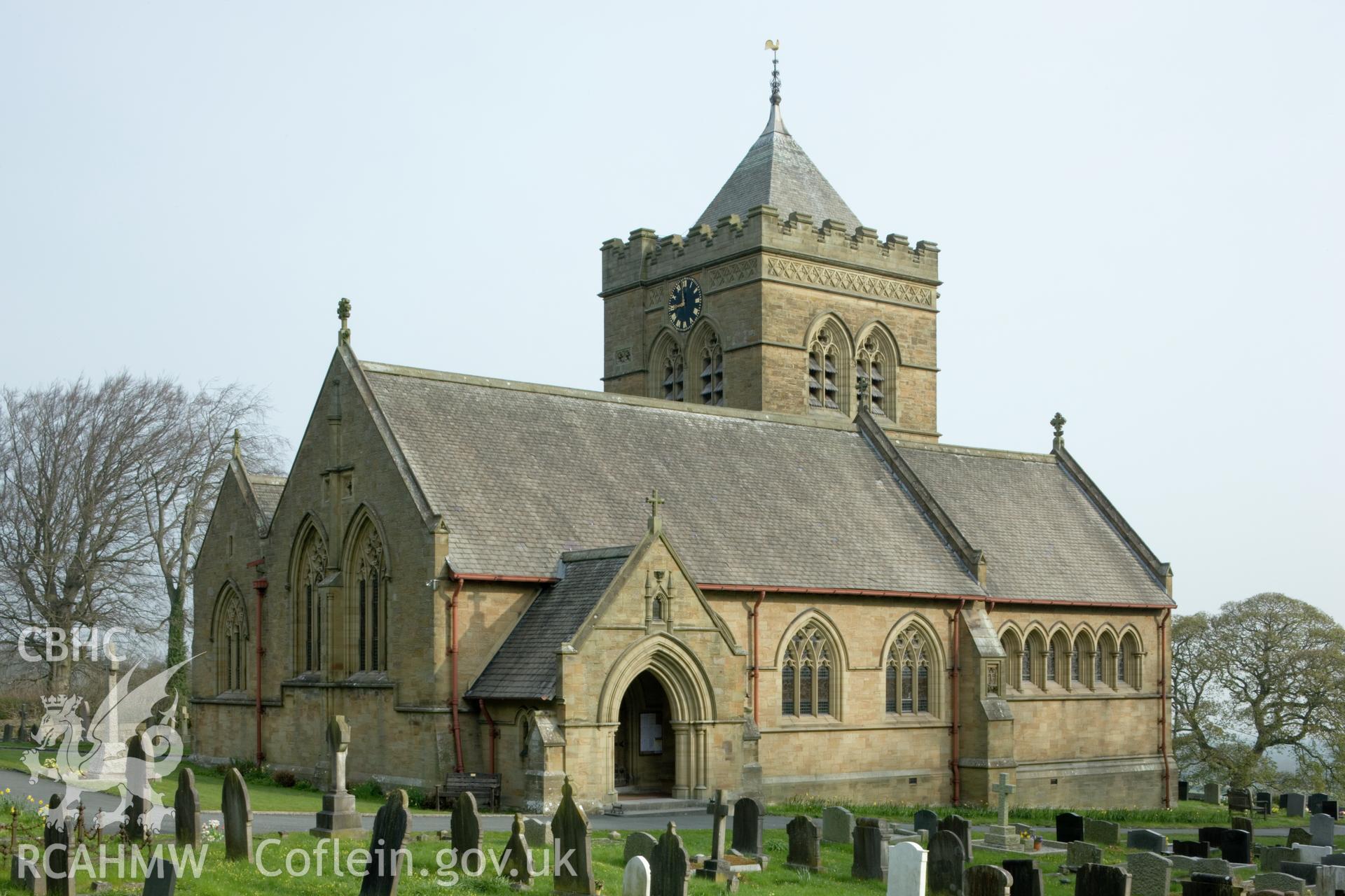 Exterior from south southeast, close viewpoint.