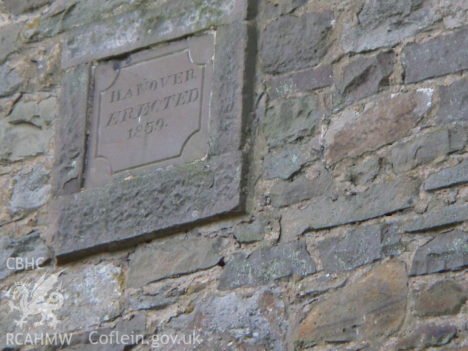 'Hanover' date plaque of 1859.