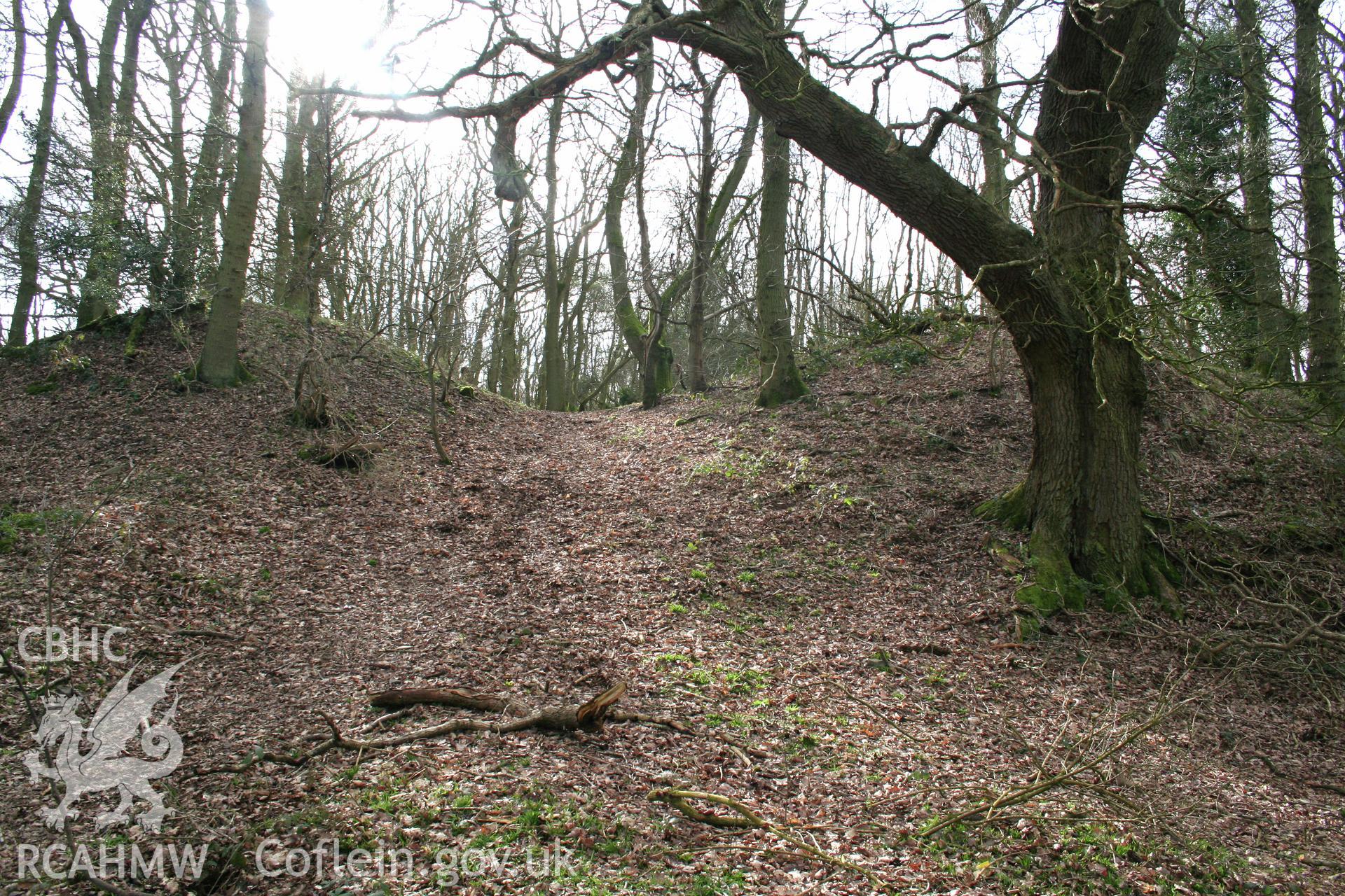 Gaer Fawr Hillfort. Northeast gateway, from the south.