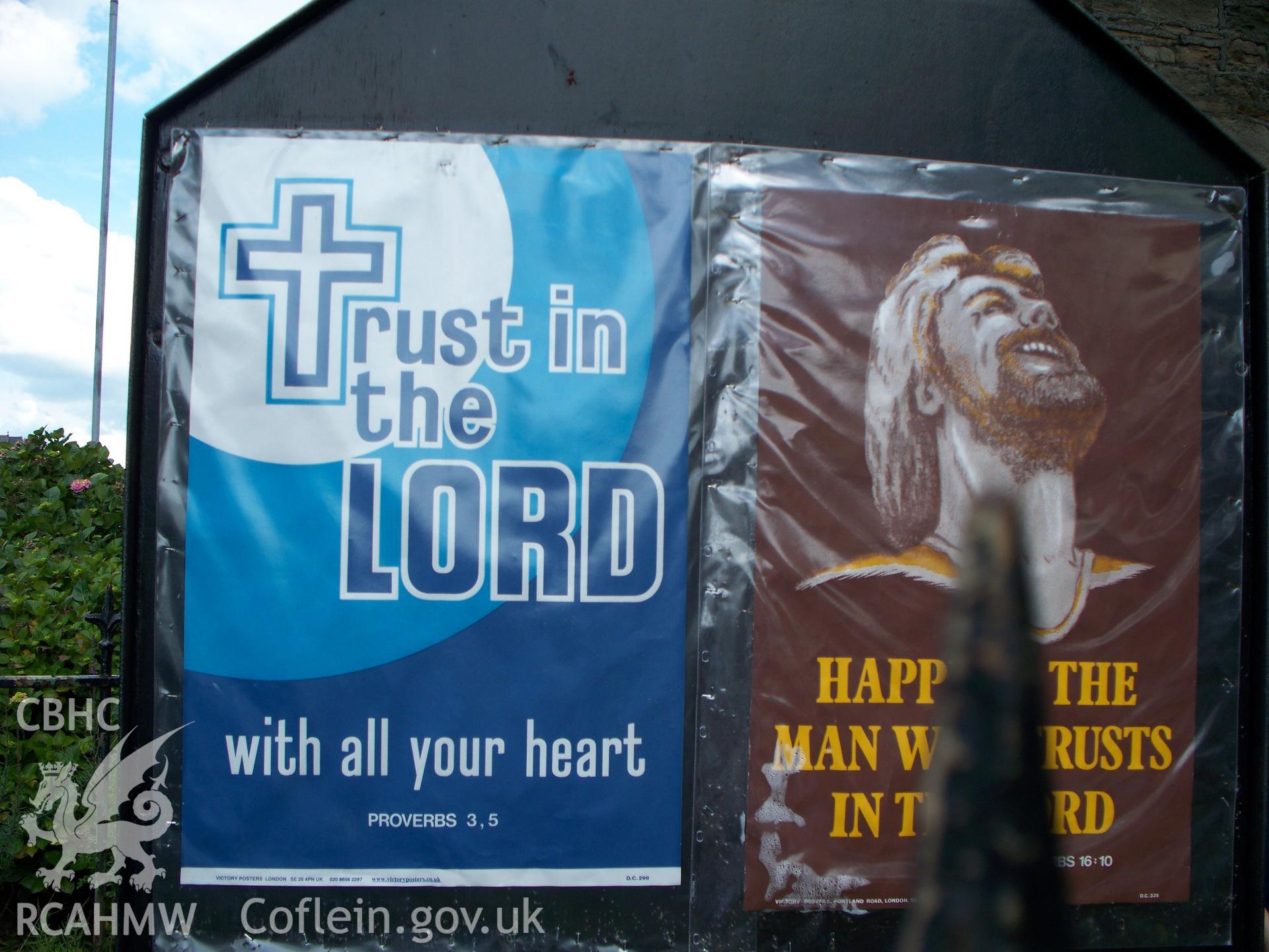 Noticeboard on the north front.