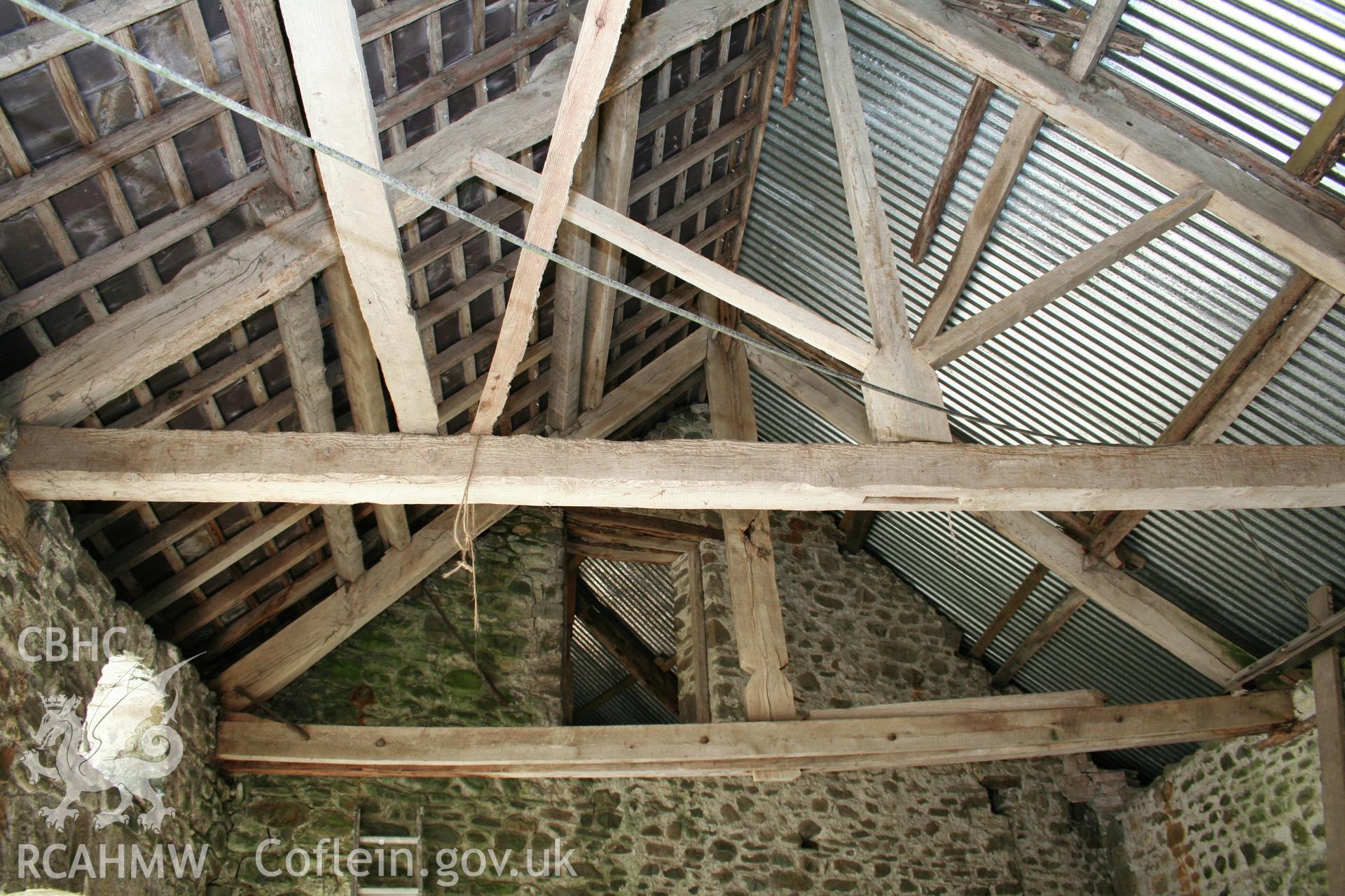 Interior view of Cart-house roof trusses.