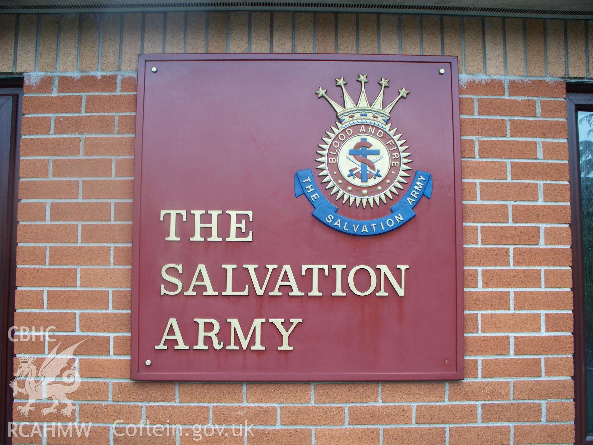 Salvation Army sign on SE wing.
