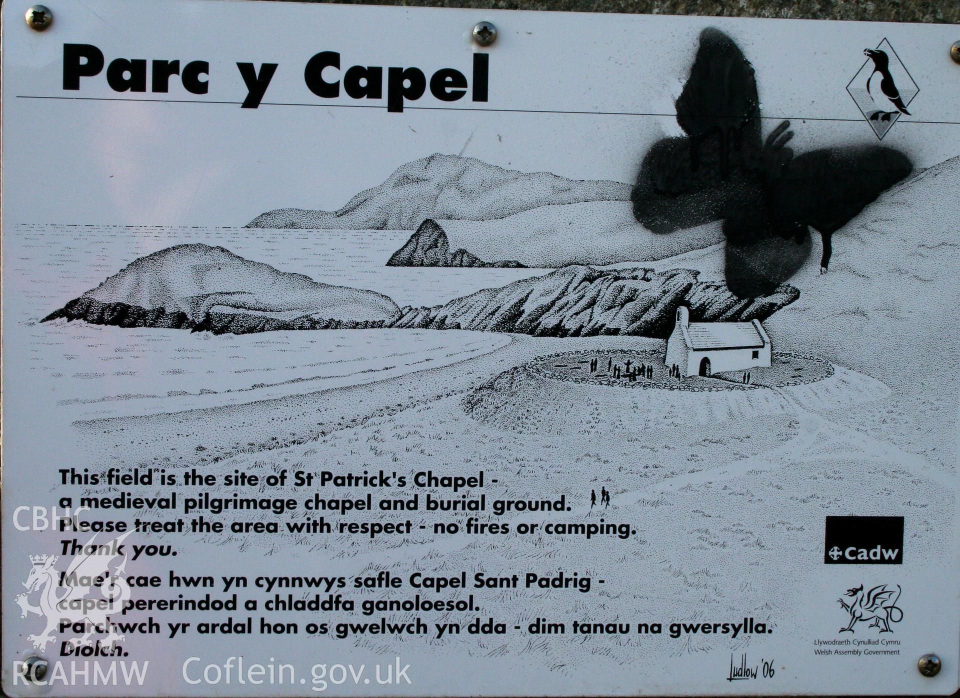 View of visitor sign