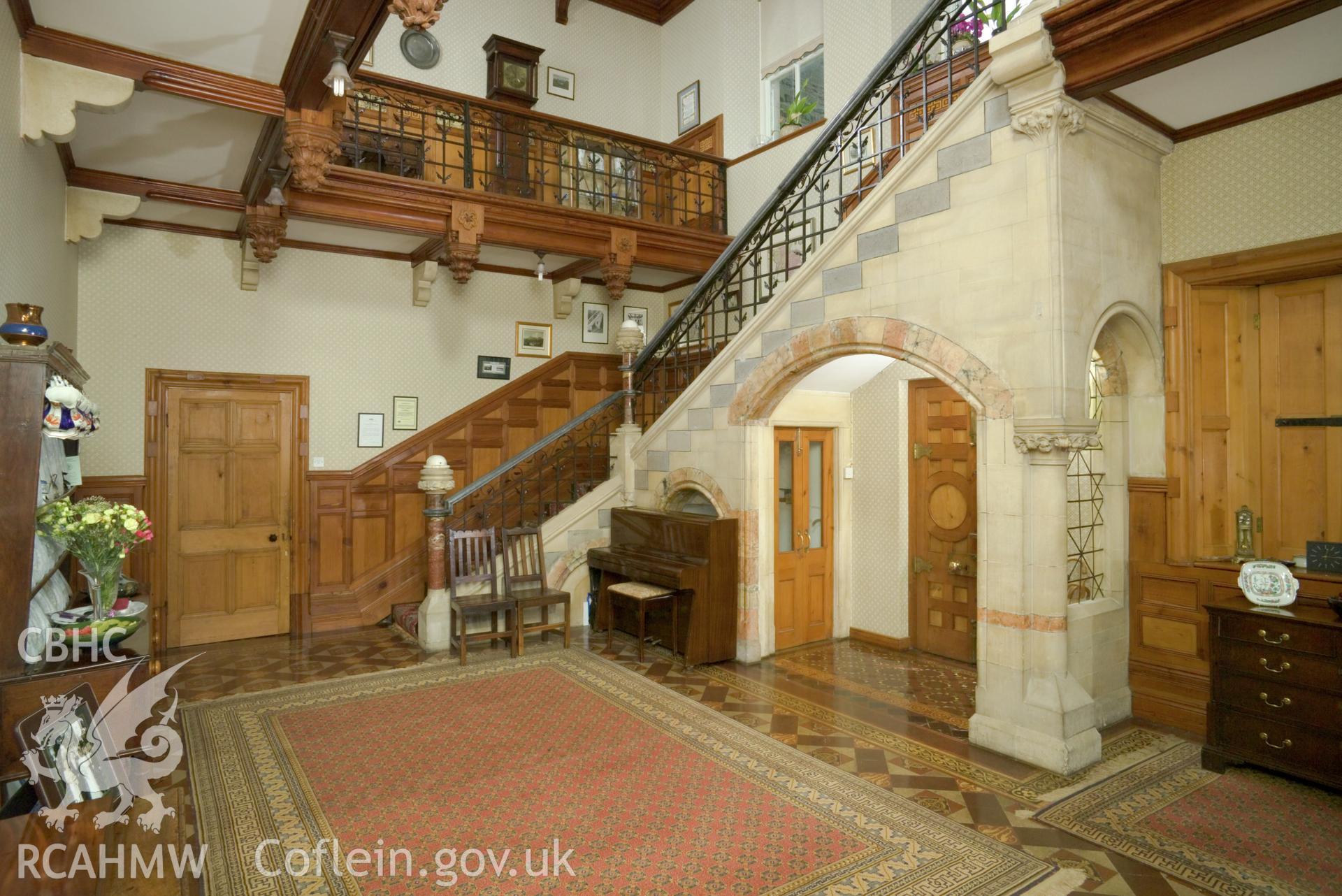 Interior, entrance hall looking towards stair.